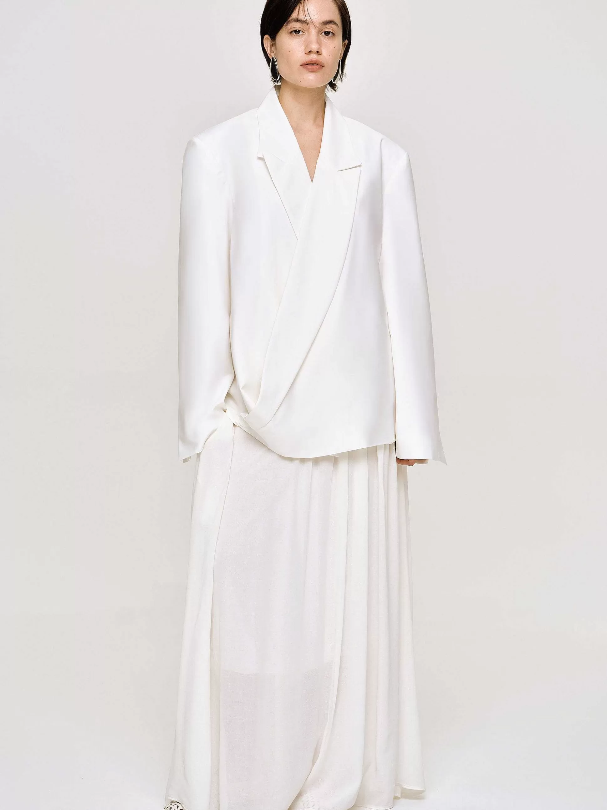 Source Unknown Baia Boxy Wrap Blazer, Blanc Cheap