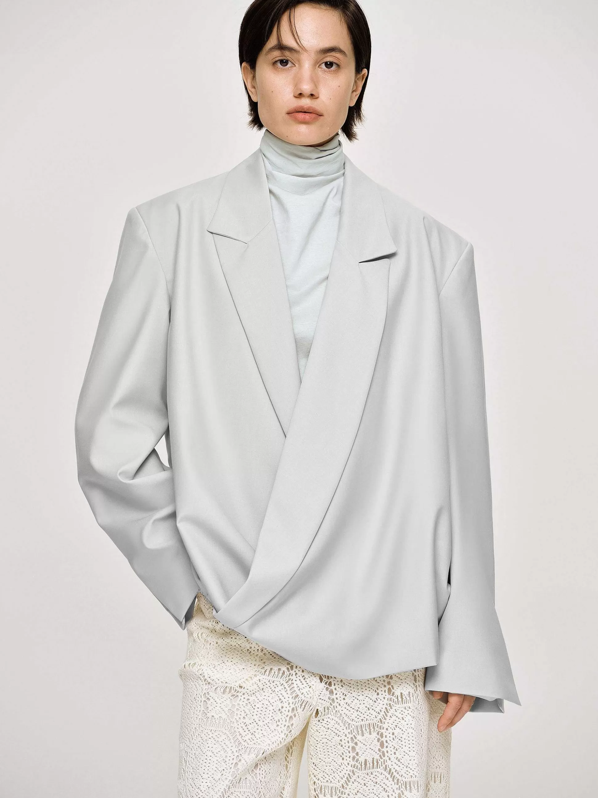 Source Unknown Baia Boxy Wrap Blazer, Gainsboro Gris Flash Sale