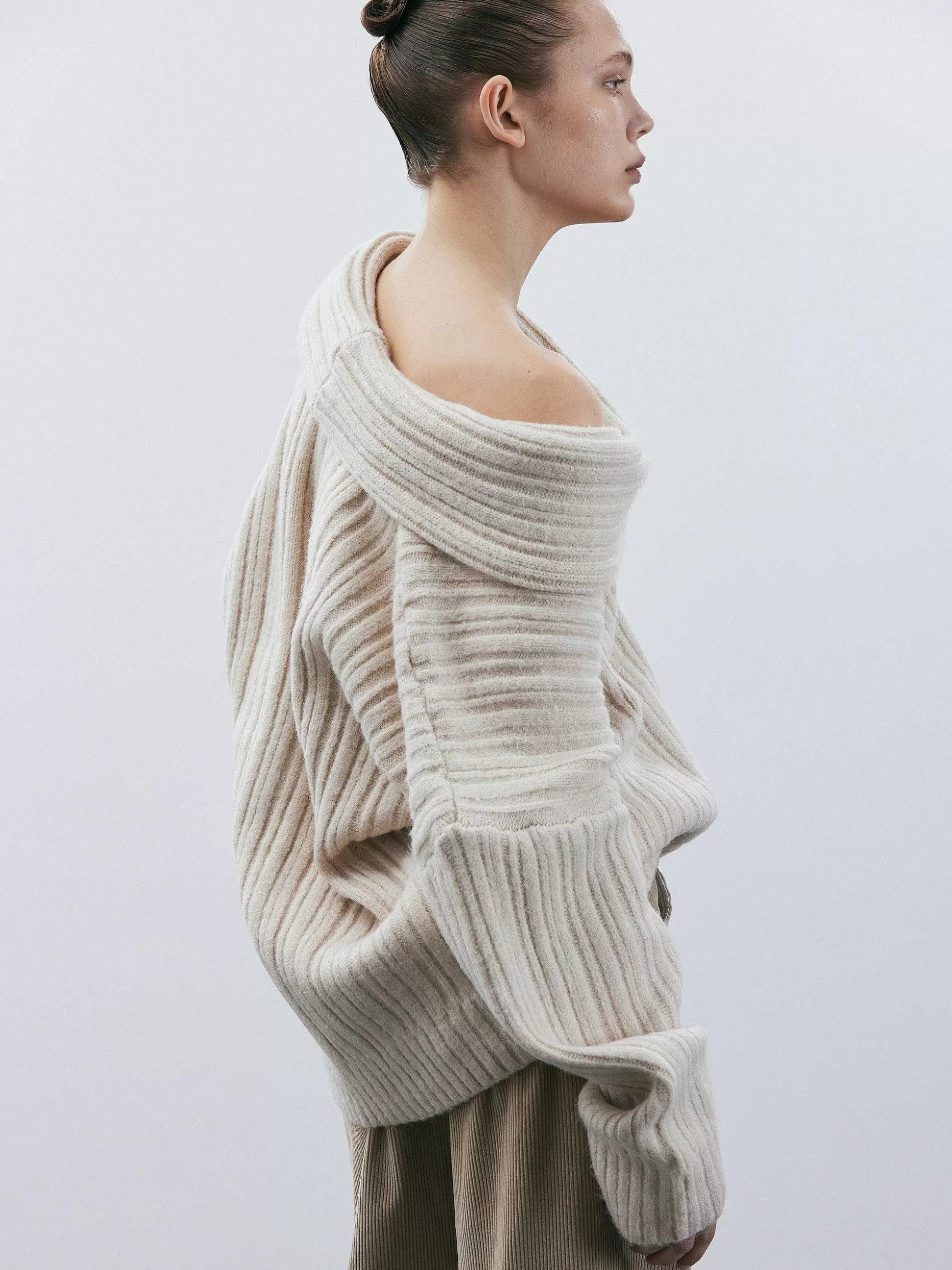 Source Unknown Becca Pull Surdimensionne En Tricot A Rouleau Haut, Bouleau Fashion