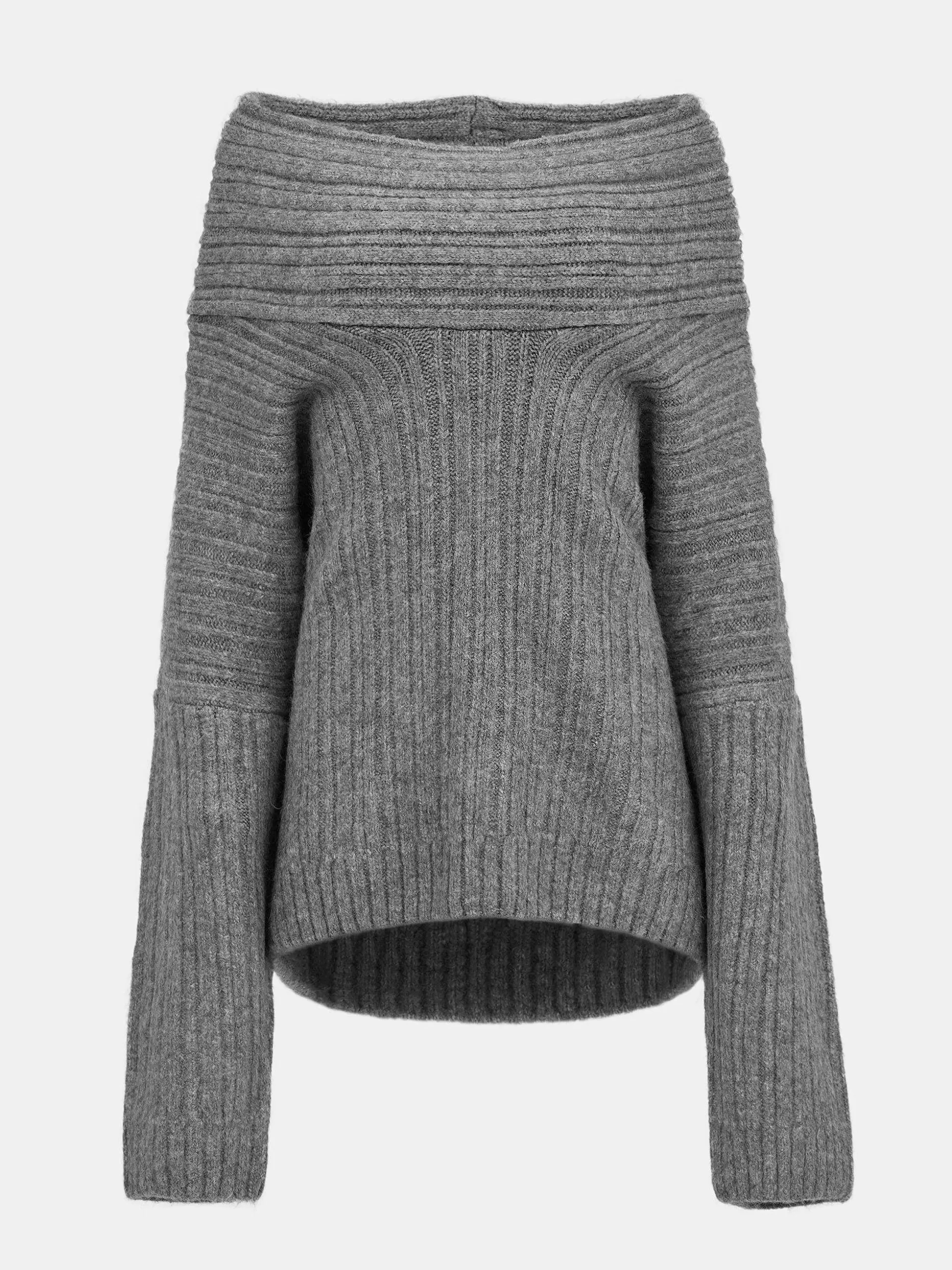 Source Unknown Becca Pull Surdimensionne En Tricot A Rouleau Haut, Gris Tempete Store
