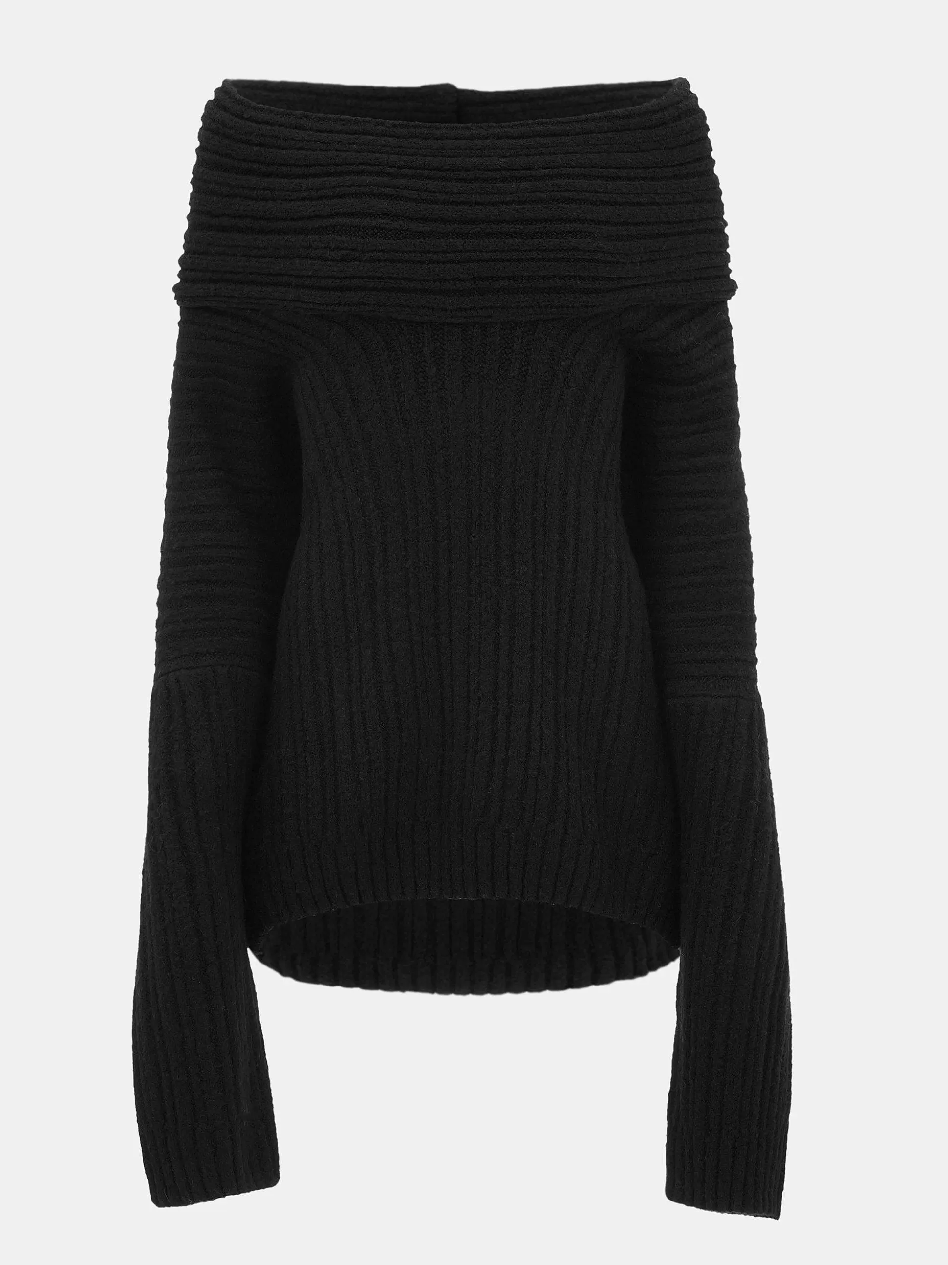 Source Unknown Becca Pull Surdimensionne En Tricot A Rouleau Haut, Noir Best