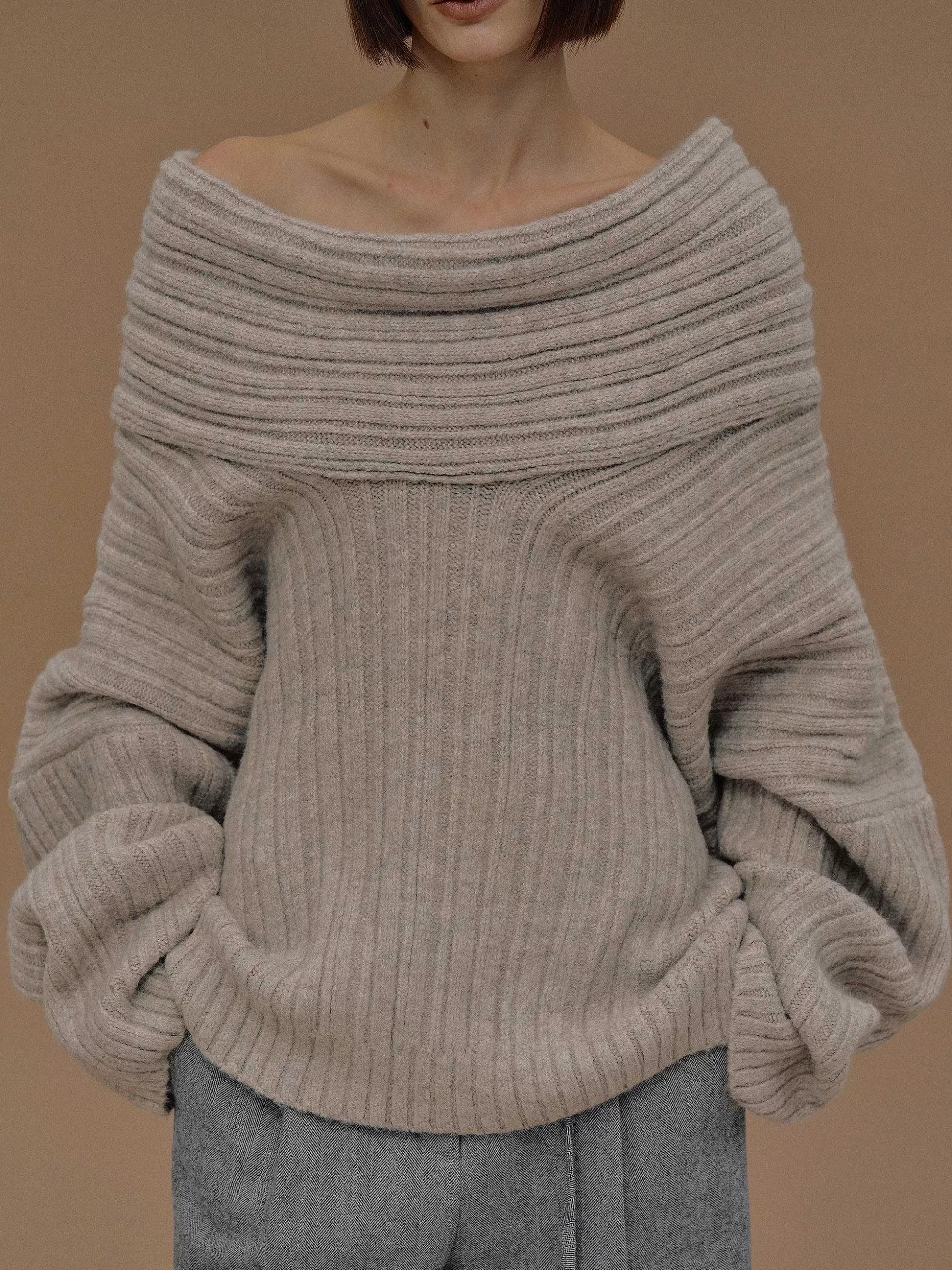 Source Unknown Becca Pull Surdimensionne En Tricot A Rouleau Haut, Noix De Coco Discount