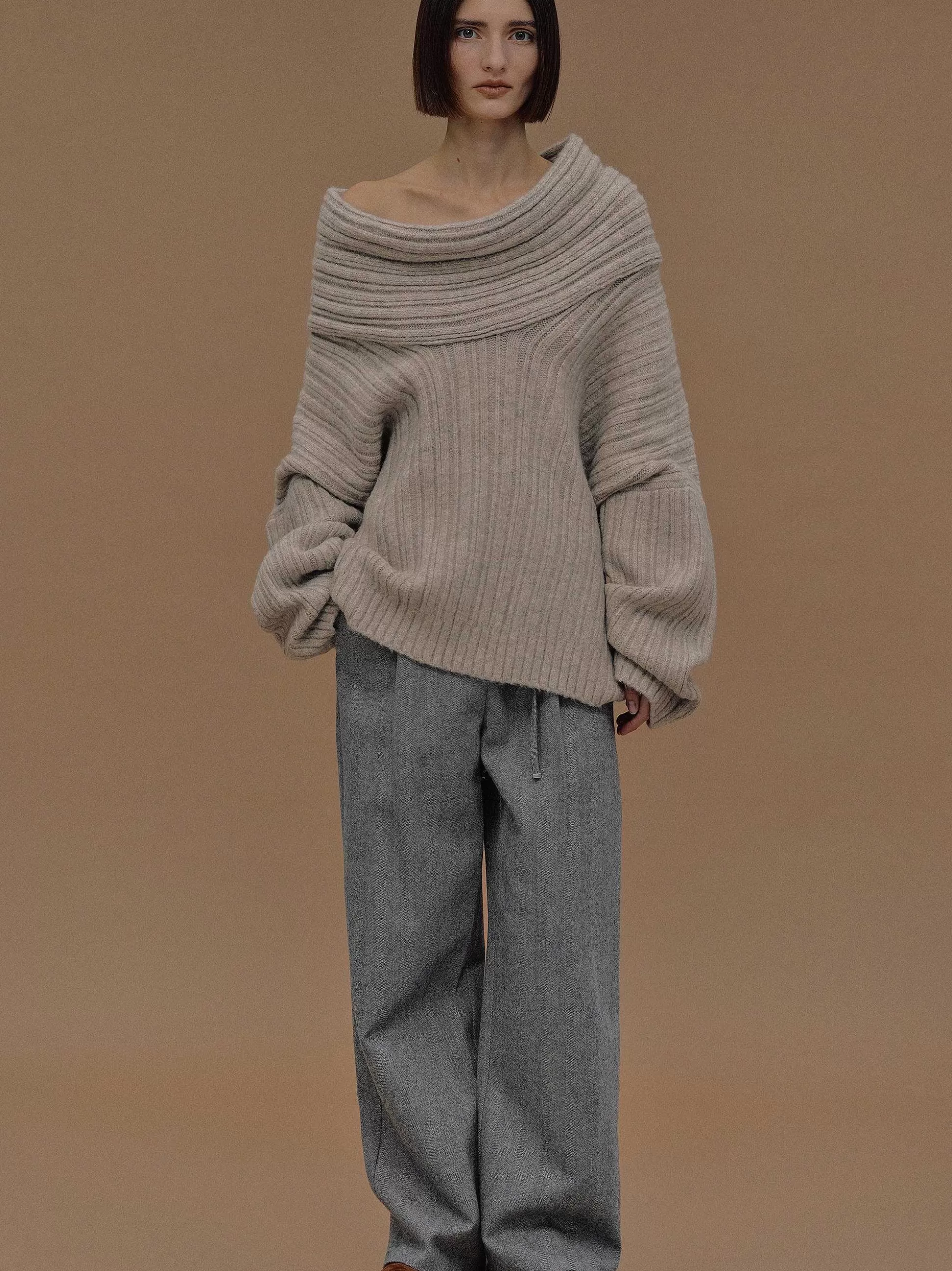 Source Unknown Becca Pull Surdimensionne En Tricot A Rouleau Haut, Noix De Coco Discount