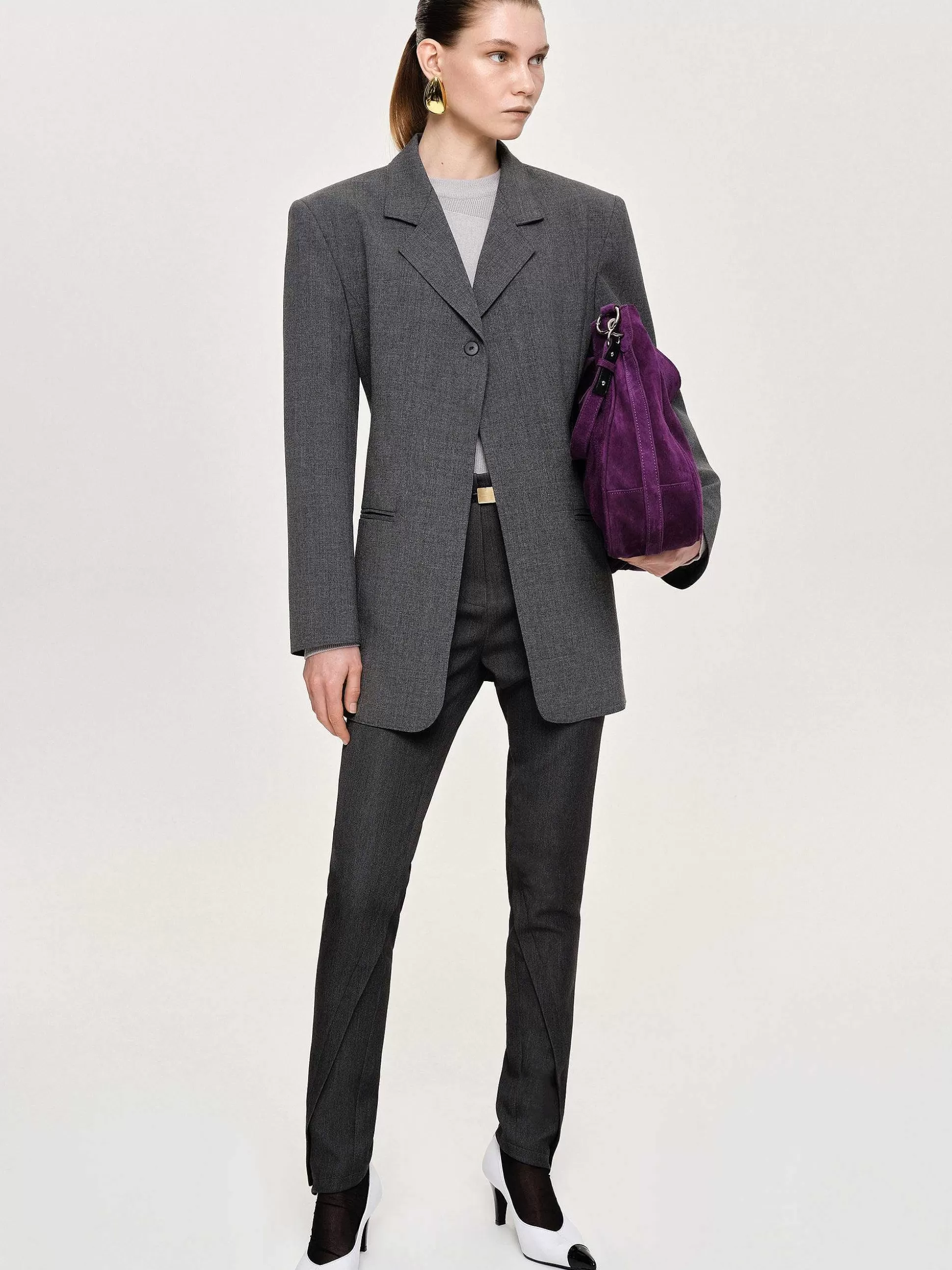 Source Unknown Blazer A Un Bouton, Anthracite Cheap