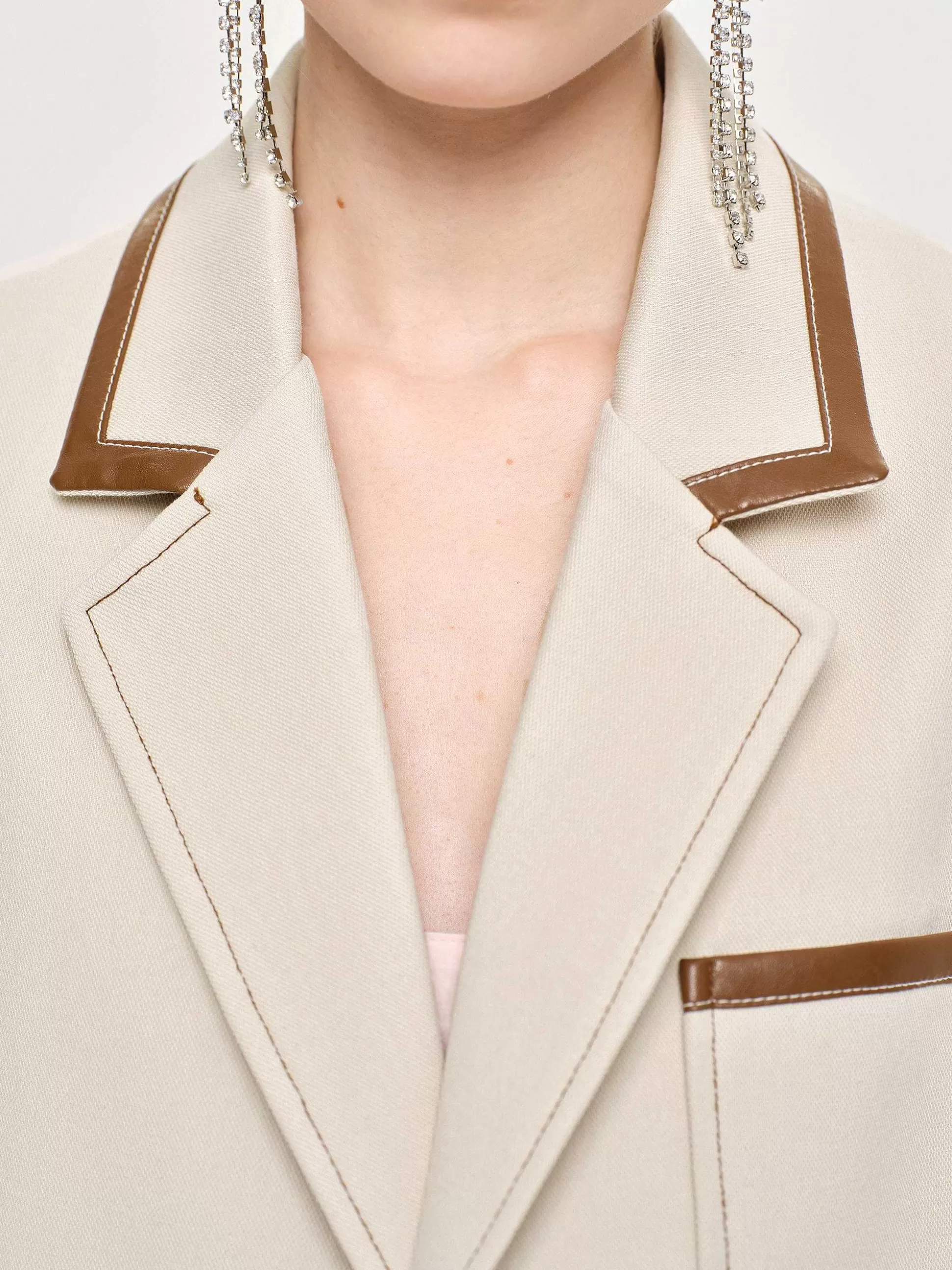 Source Unknown Blazer Borde De Cuir, Toile Outlet
