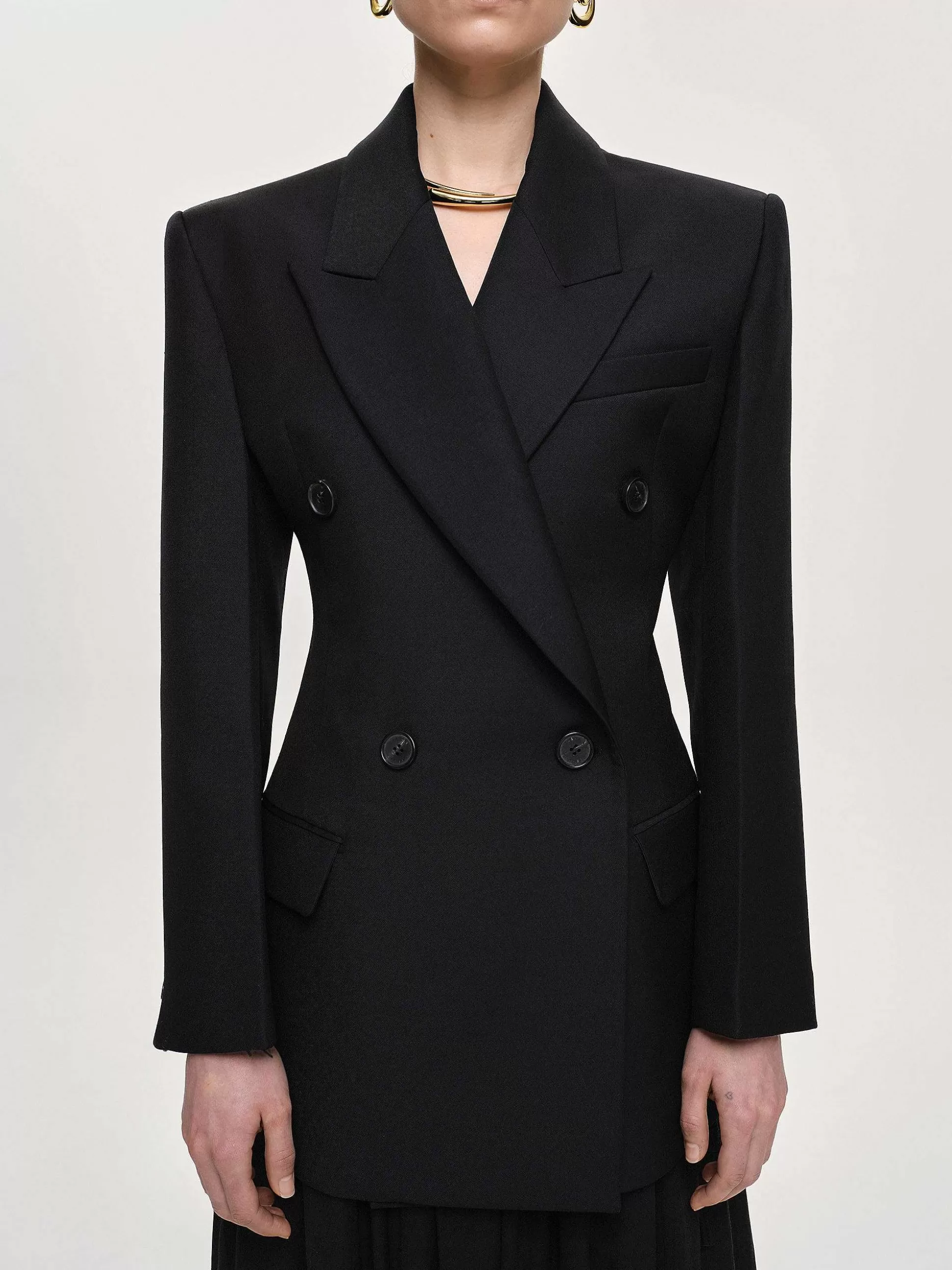 Source Unknown Blazer Cintre A Double Boutonnage Leonara, Noir Sale