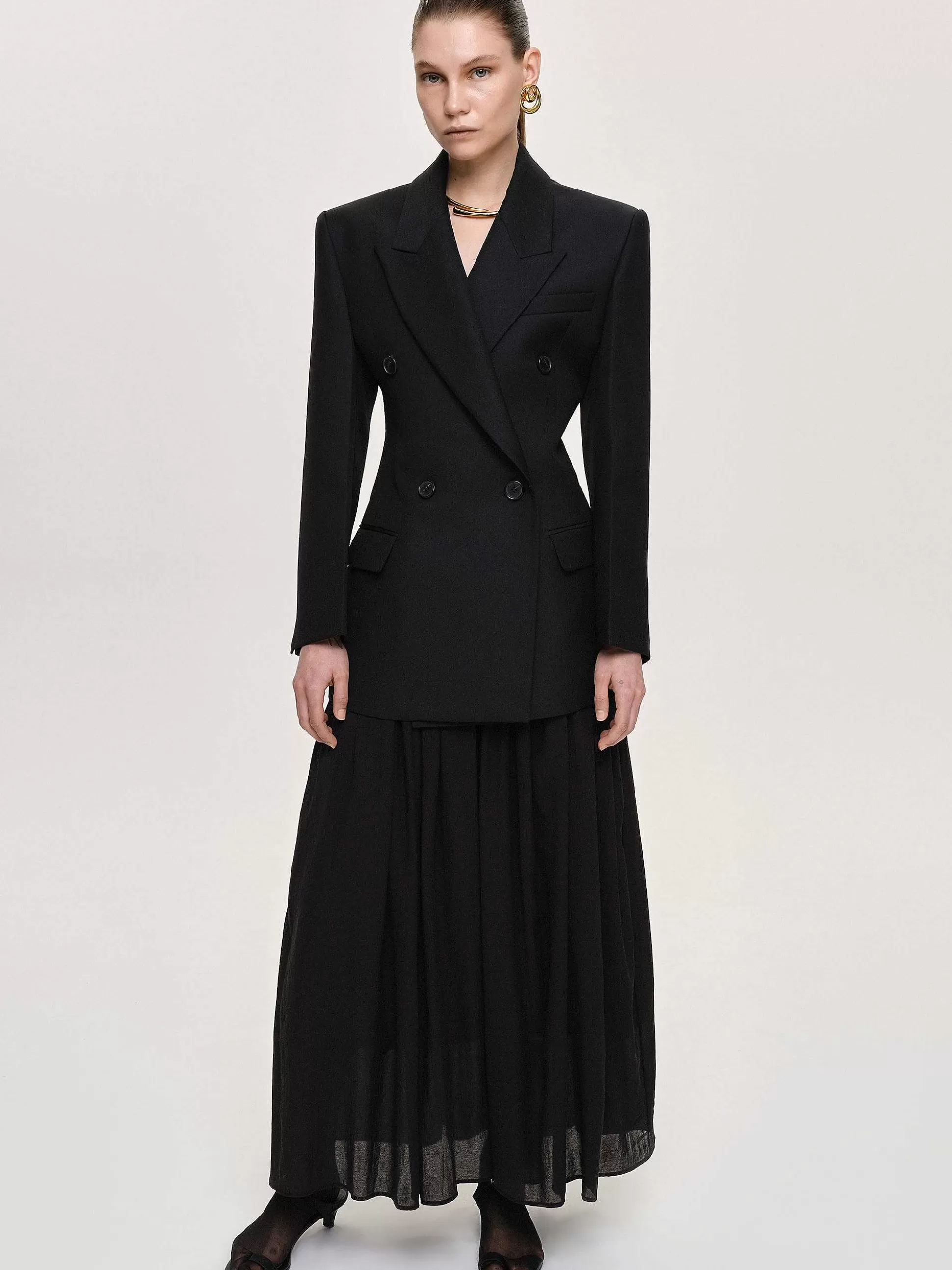 Source Unknown Blazer Cintre A Double Boutonnage Leonara, Noir Outlet