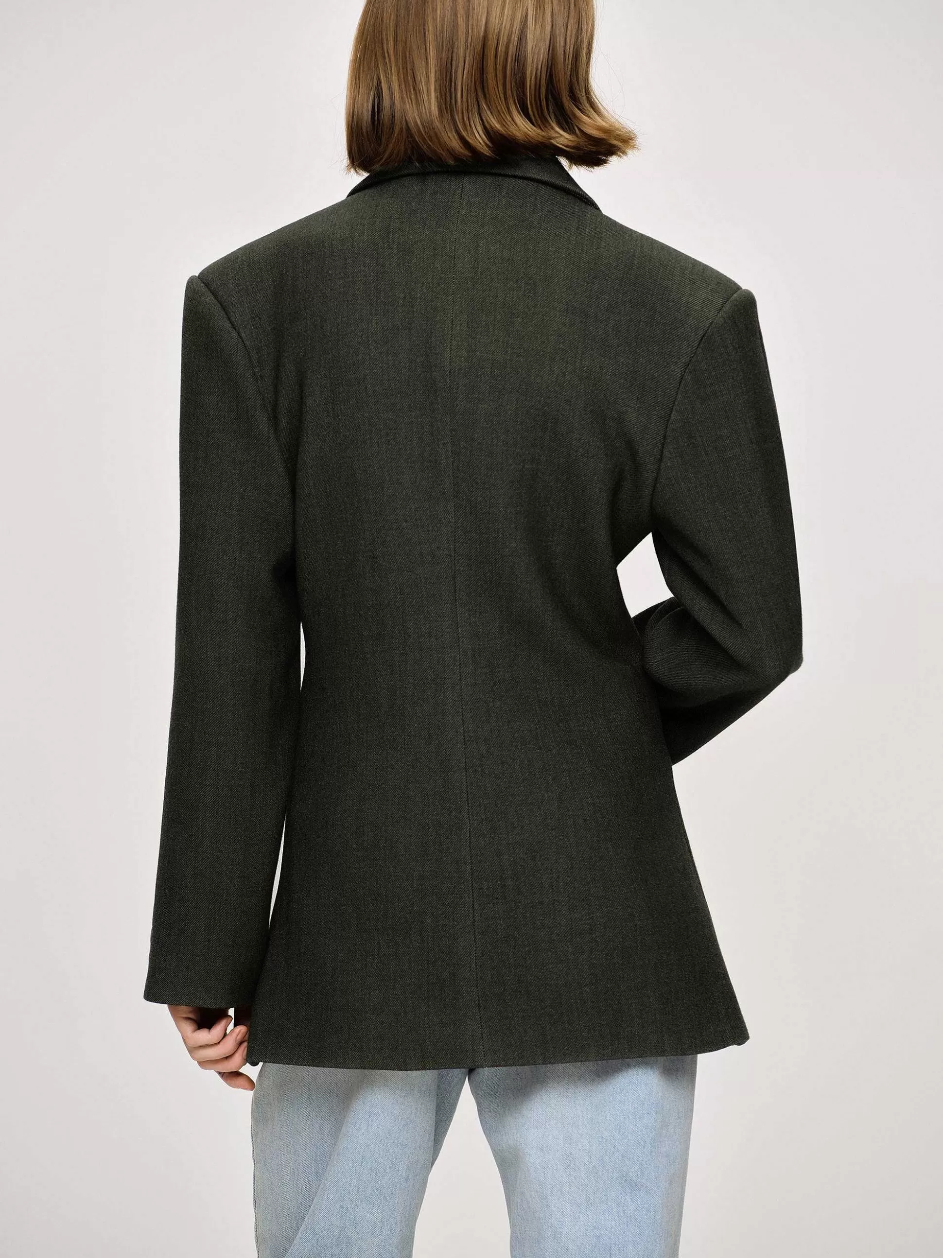 Source Unknown Blazer Cintre A Double Boutonnage Nangy, Gris Charbon Shop