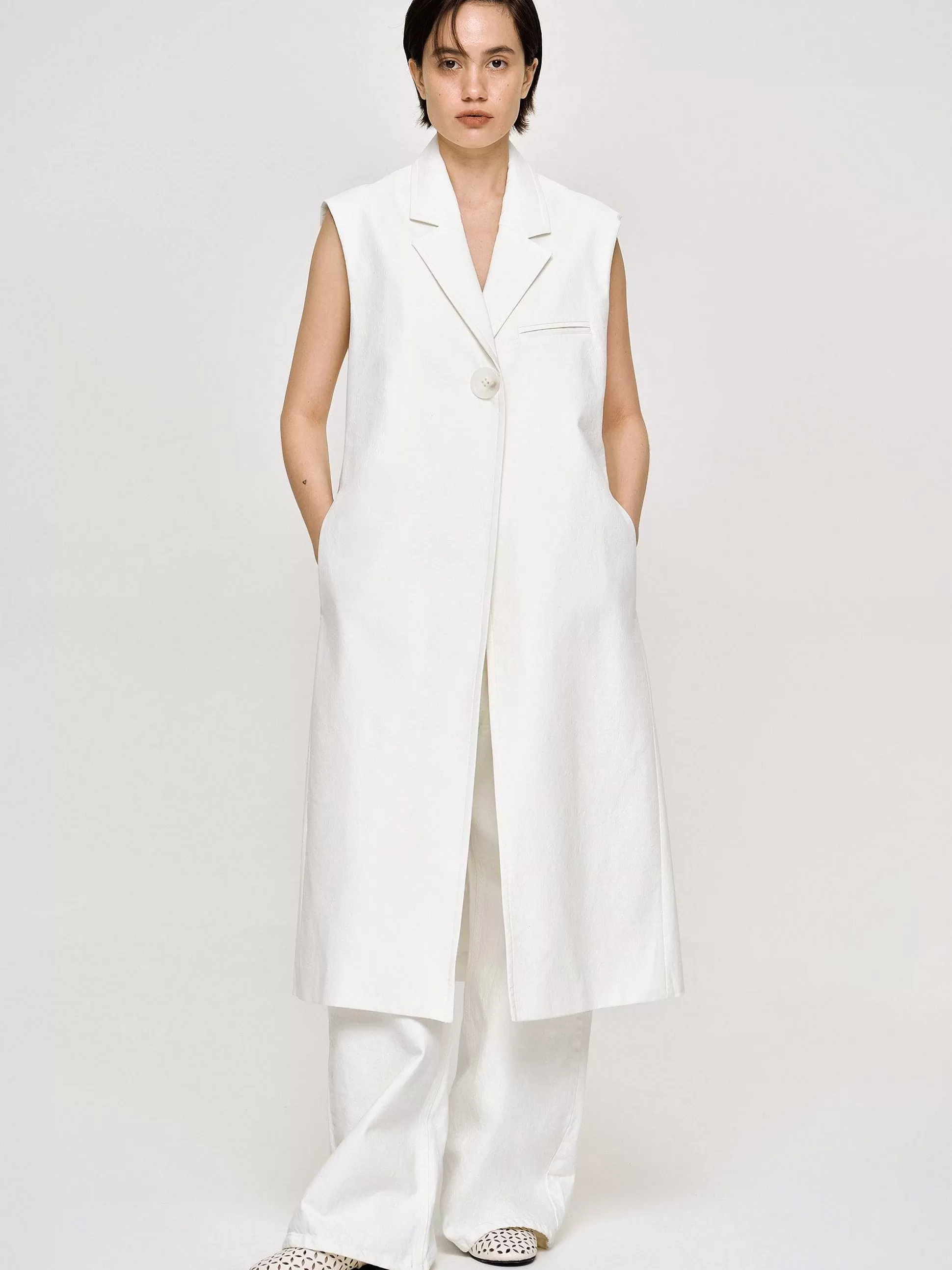Source Unknown Blazer Long Sans Manches, Blanc Outlet