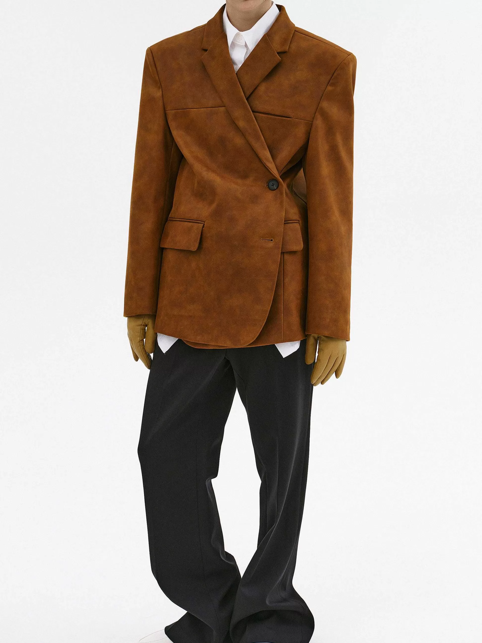 Source Unknown Blazer Lui En Simili Cuir, Marron Rouille Cheap