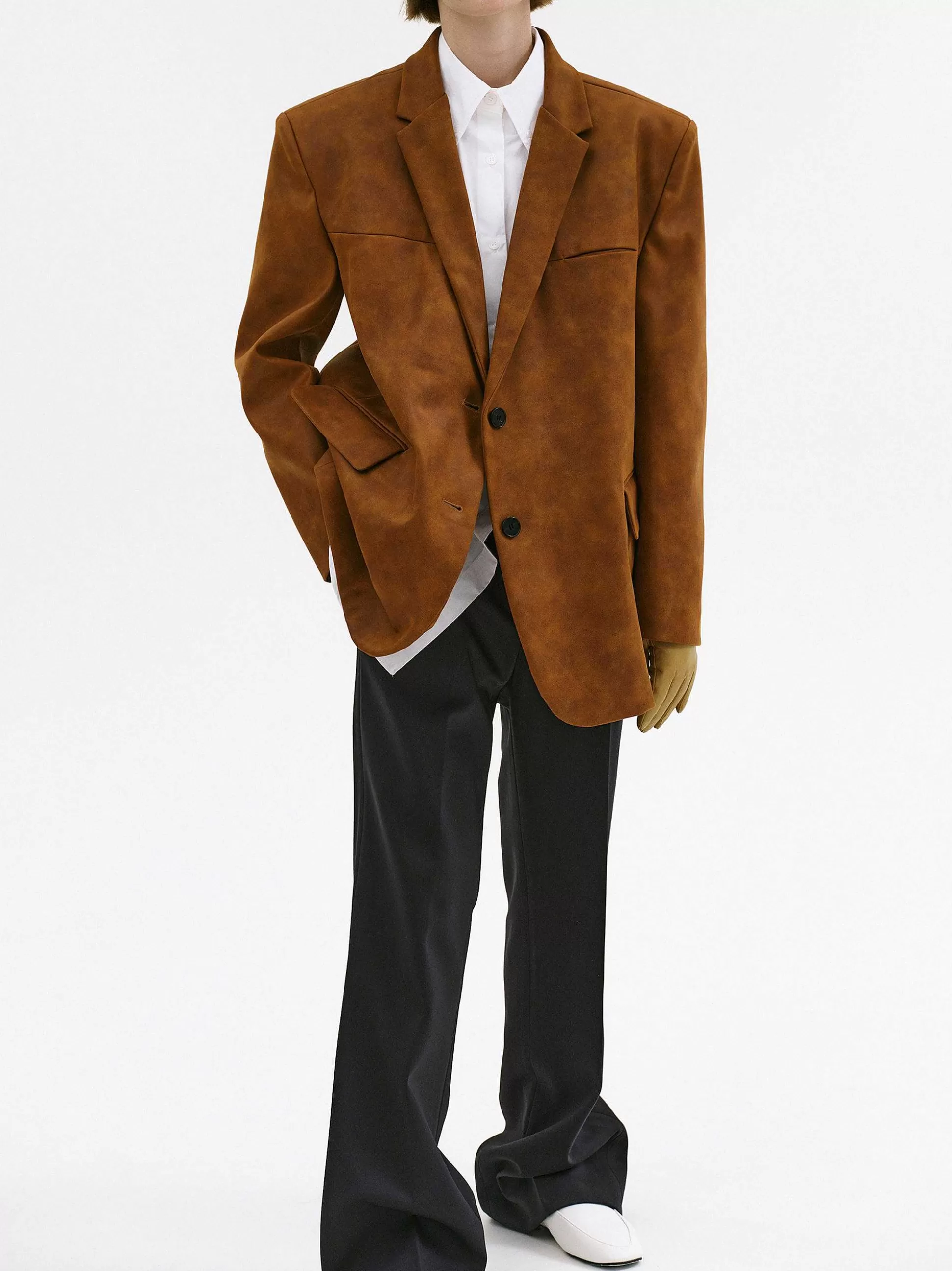 Source Unknown Blazer Lui En Simili Cuir, Marron Rouille Fashion