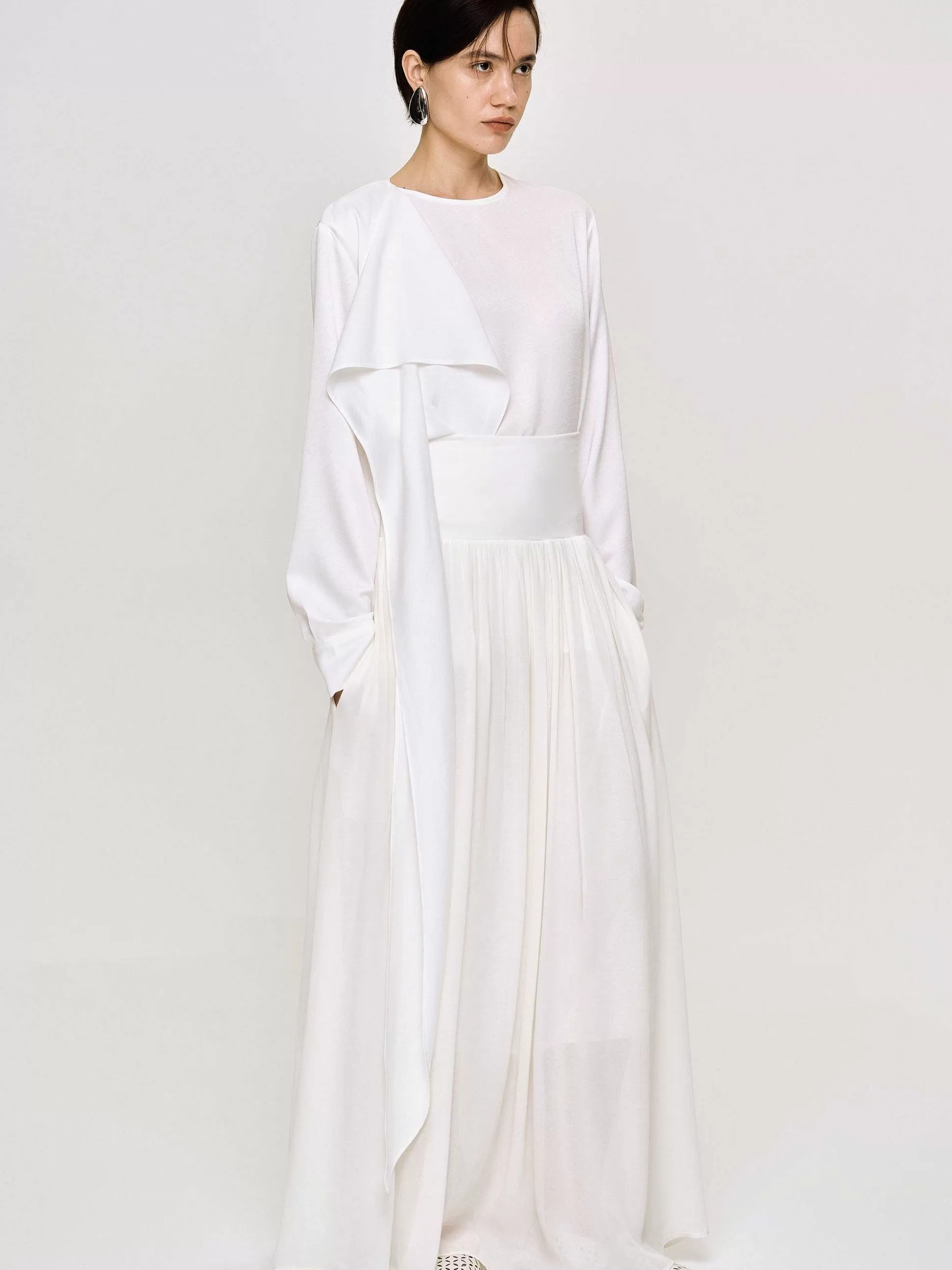 Source Unknown Blouse Echarpe Drapee Notte, Blanc Online