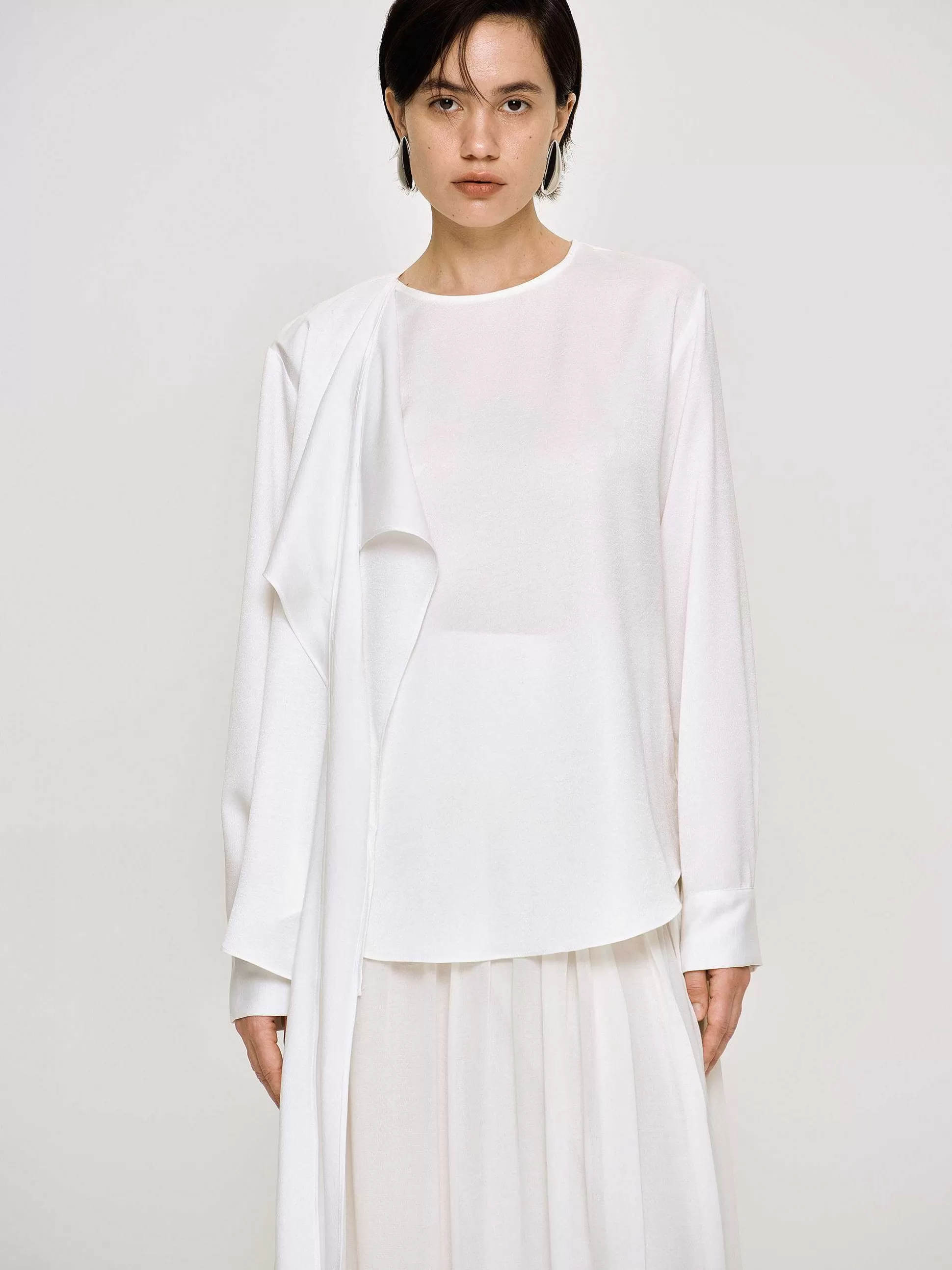 Source Unknown Blouse Echarpe Drapee Notte, Blanc Online