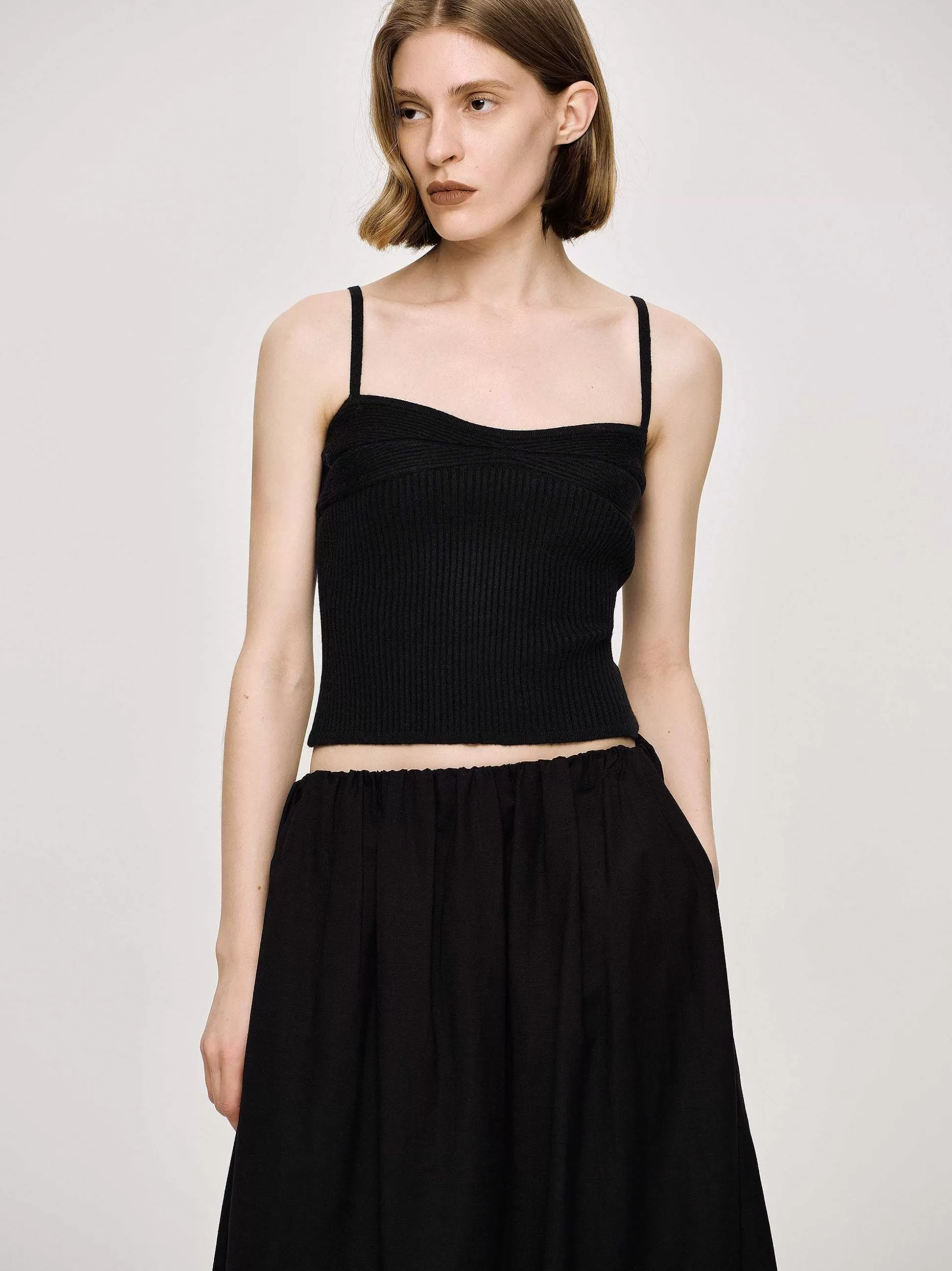 Source Unknown Camisole En Tricot Cotele, Noir Hot