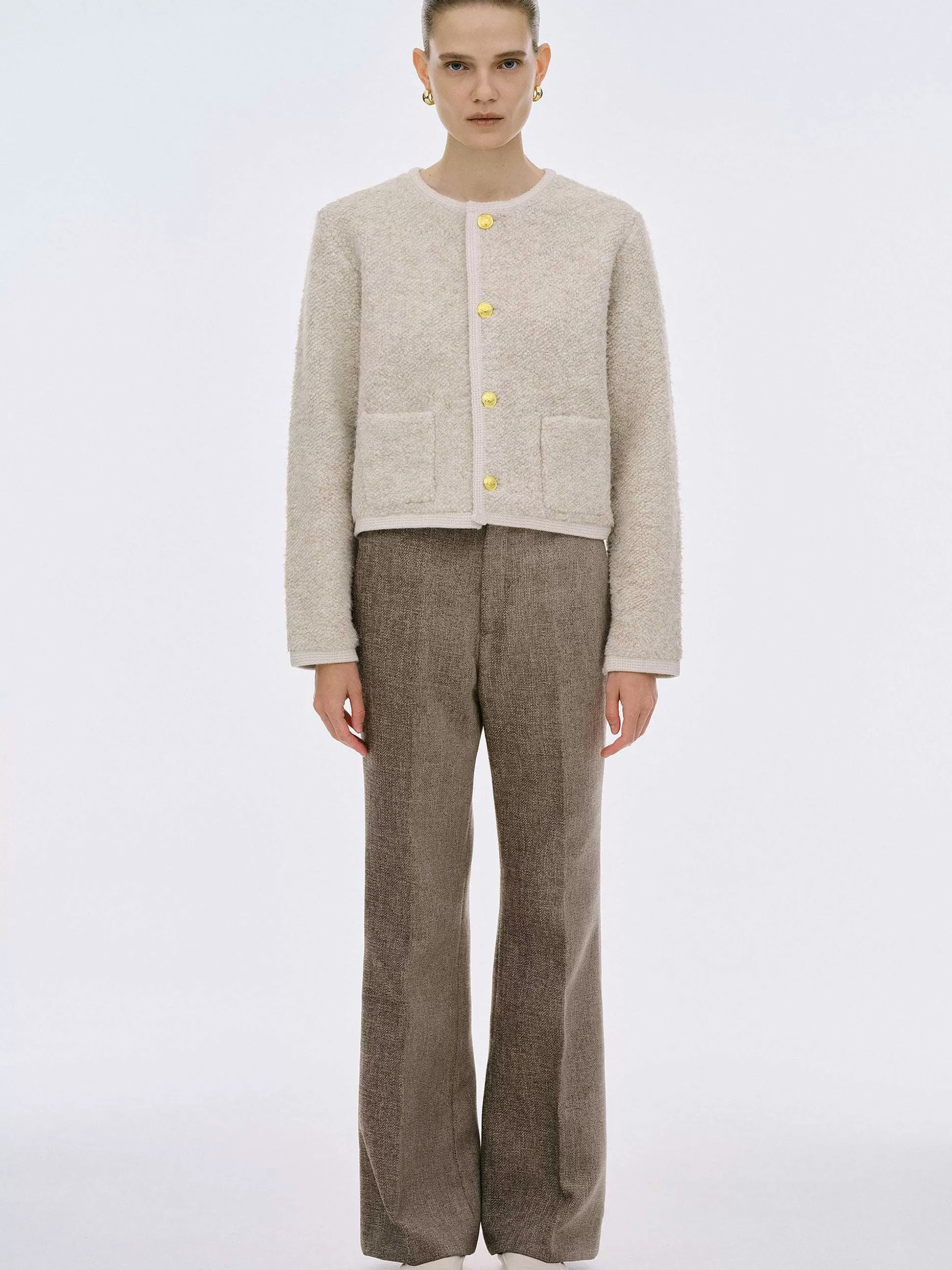 Source Unknown Cardigan En Laine De Tonte Mogador, Melange Beige Discount