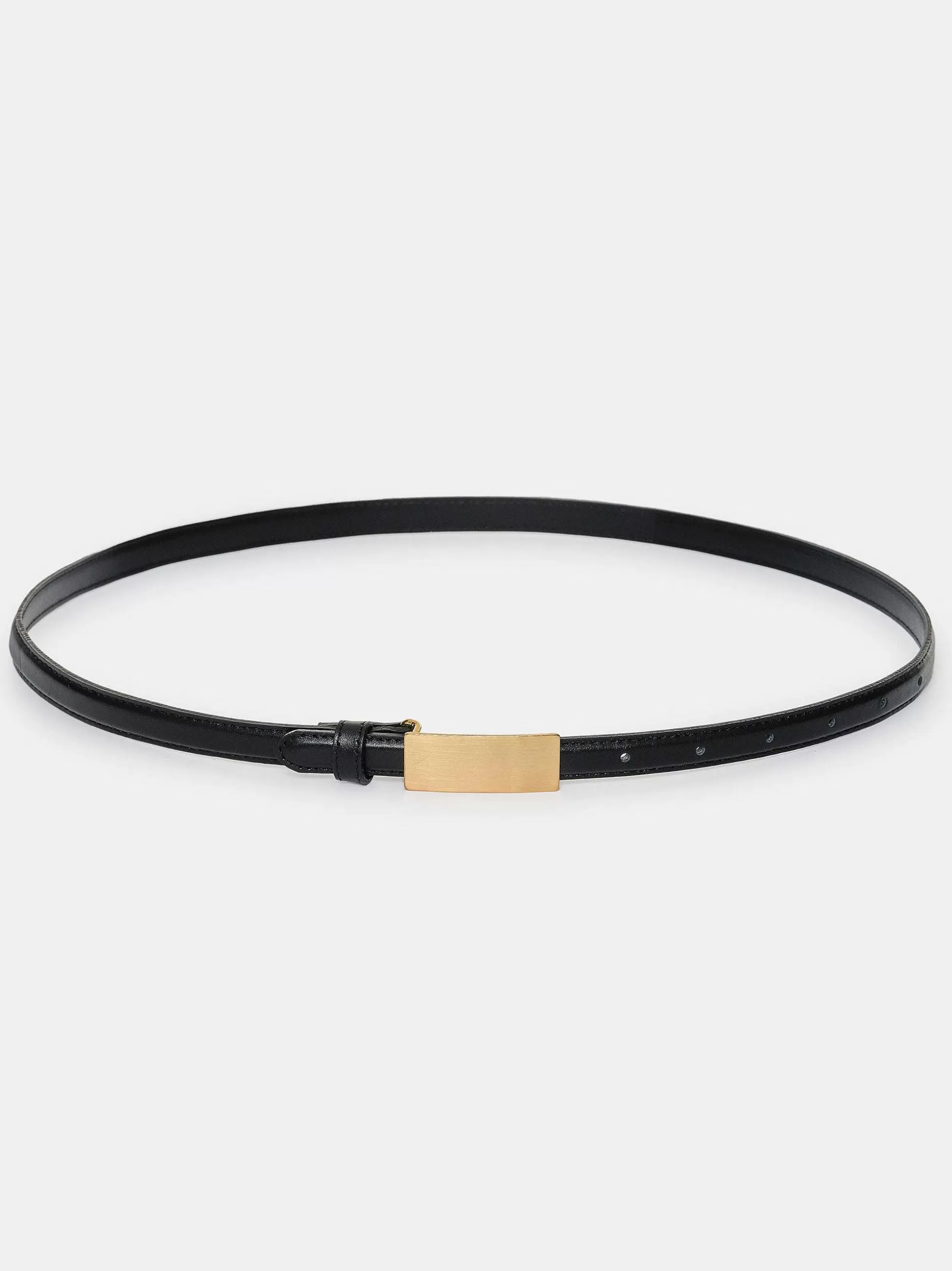 Source Unknown Ceinture En Cuir A Boucle Plate, Noire New