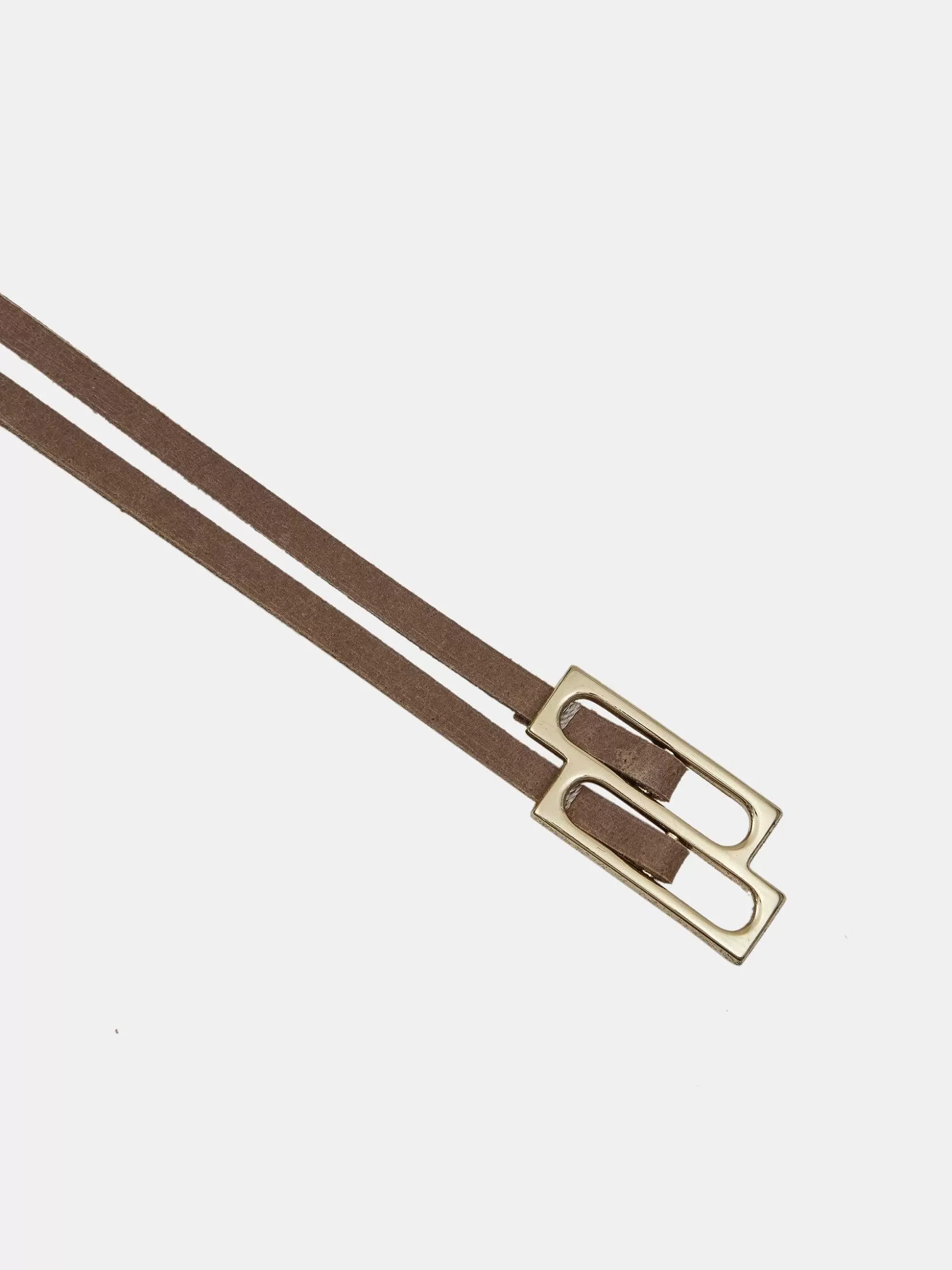 Source Unknown Ceinture En Cuir Double Fine, Moka Discount