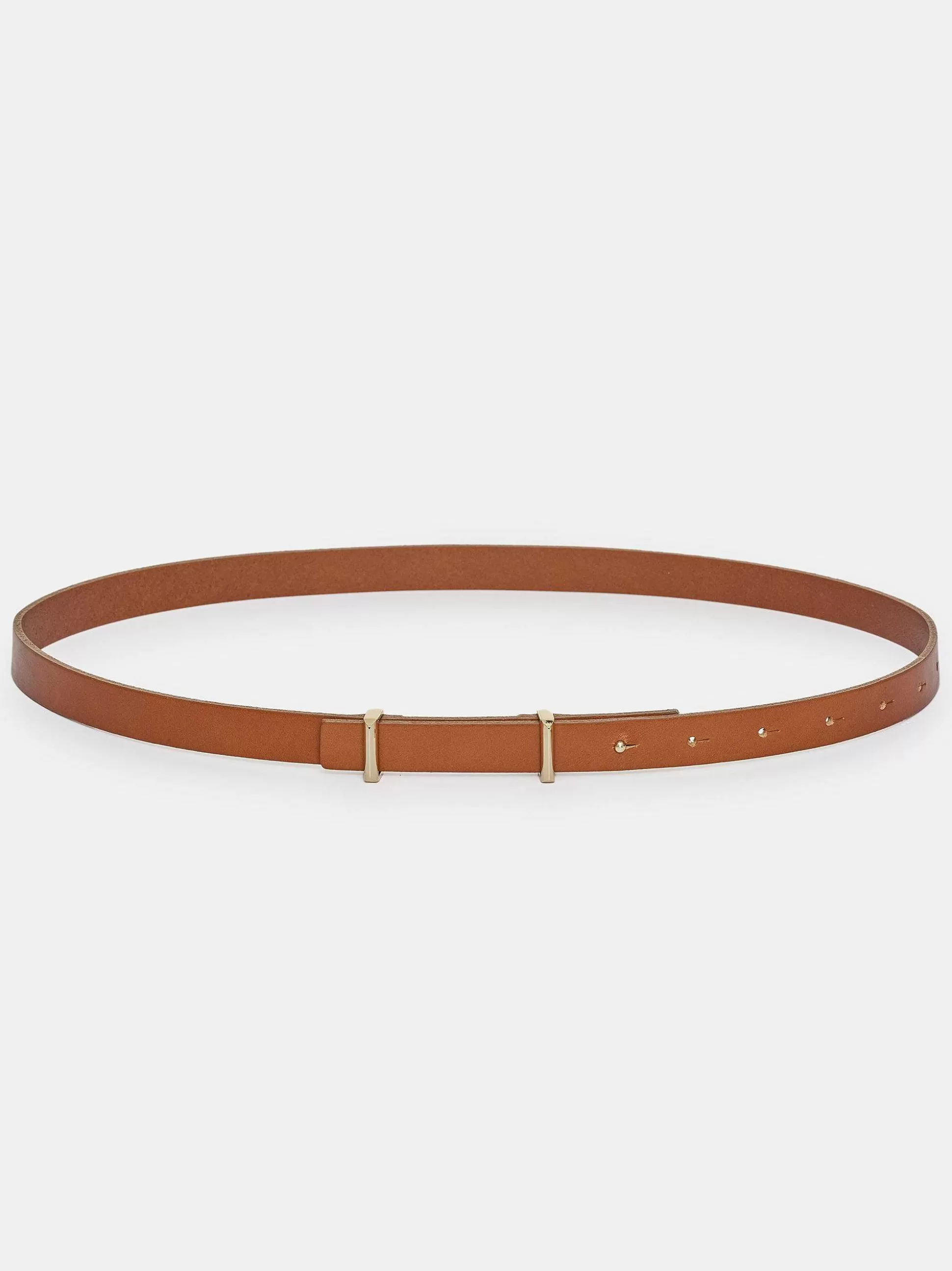 Source Unknown Ceinture Fine En Cuir De Veau, Beige Discount