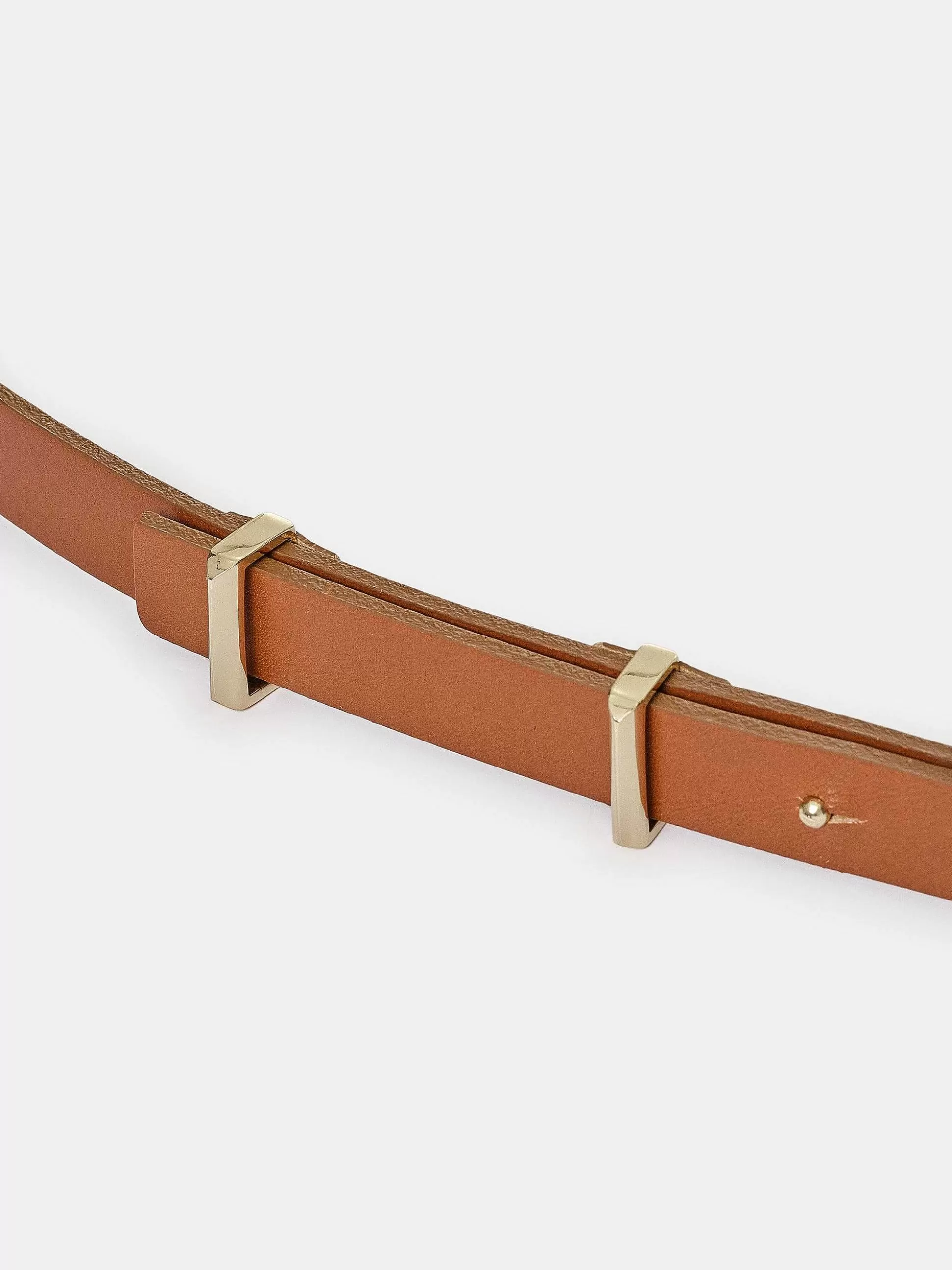 Source Unknown Ceinture Fine En Cuir De Veau, Beige Discount