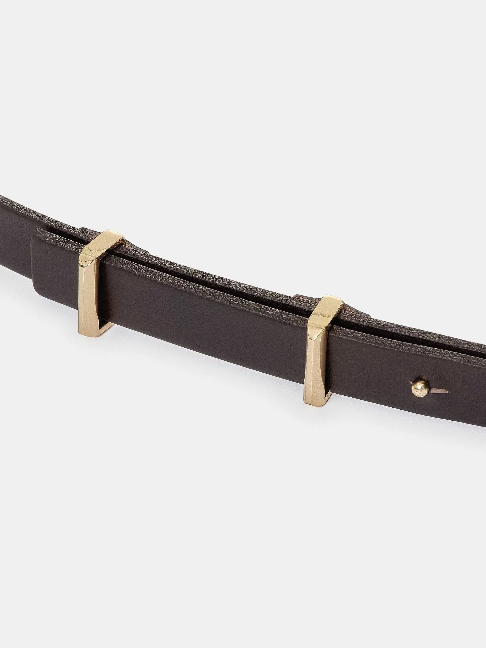 Source Unknown Ceinture Fine En Cuir De Veau, Marron Sale