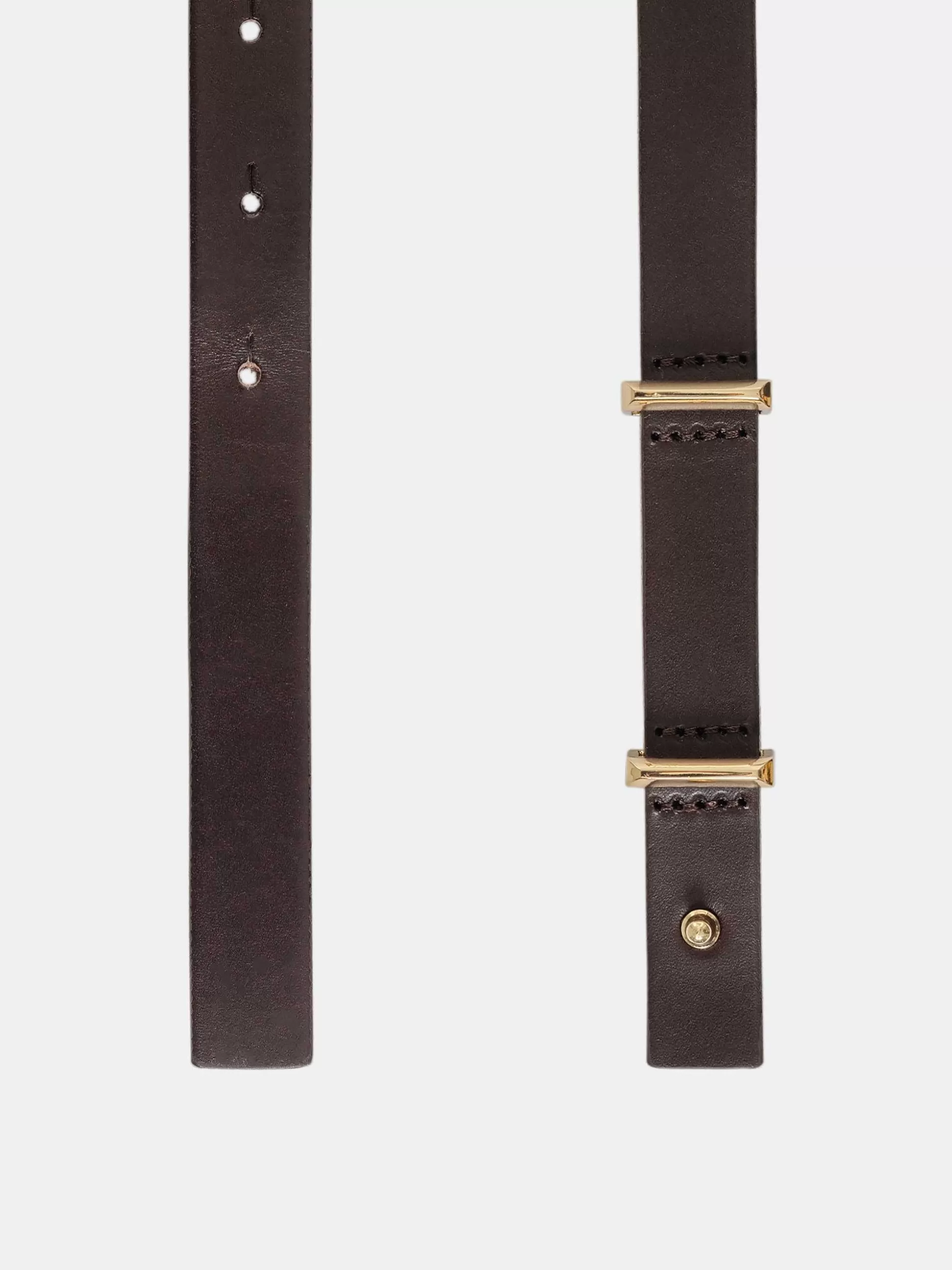 Source Unknown Ceinture Fine En Cuir De Veau, Marron Fashion