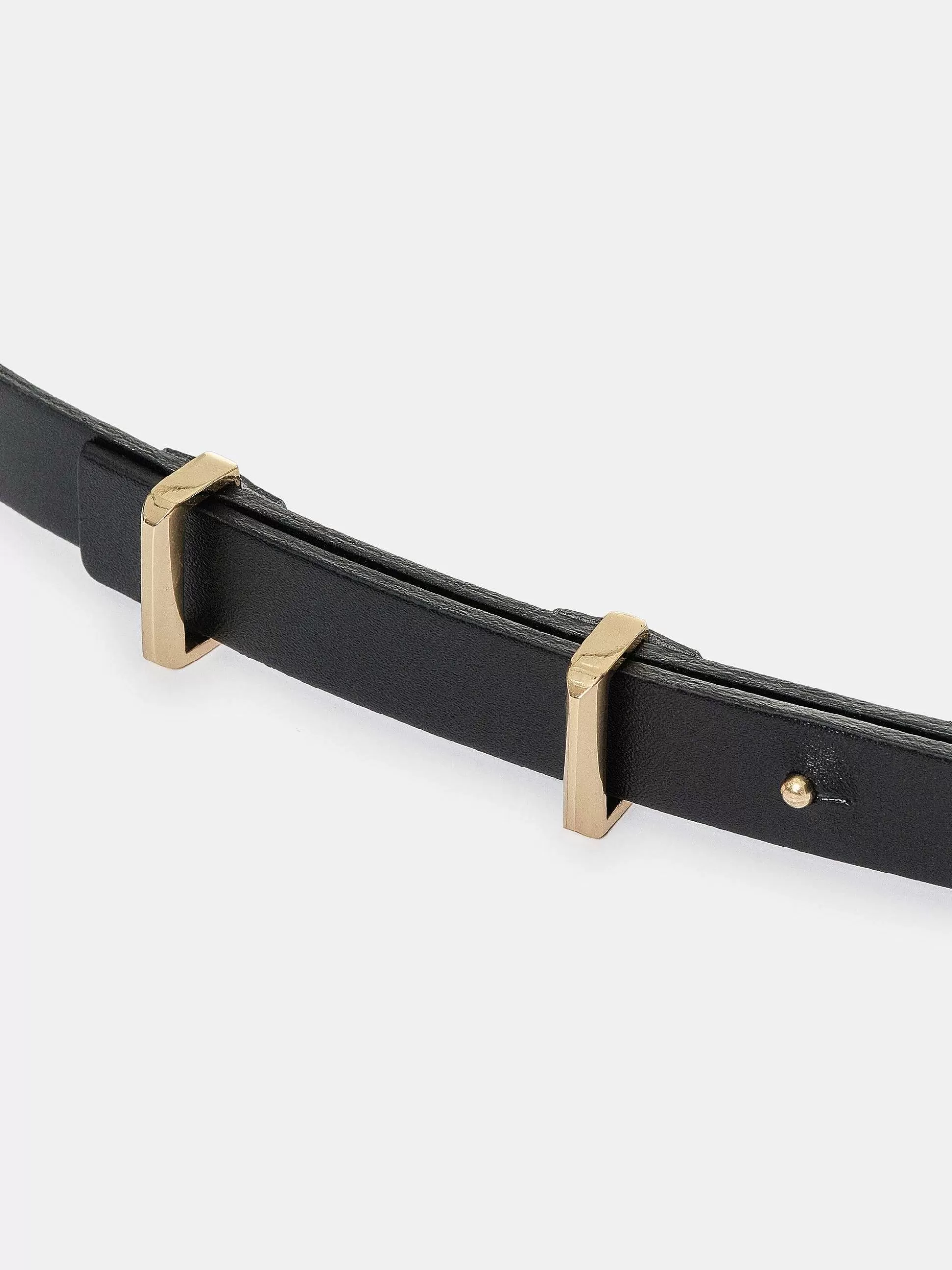 Source Unknown Ceinture Fine En Cuir De Veau, Noir Cheap
