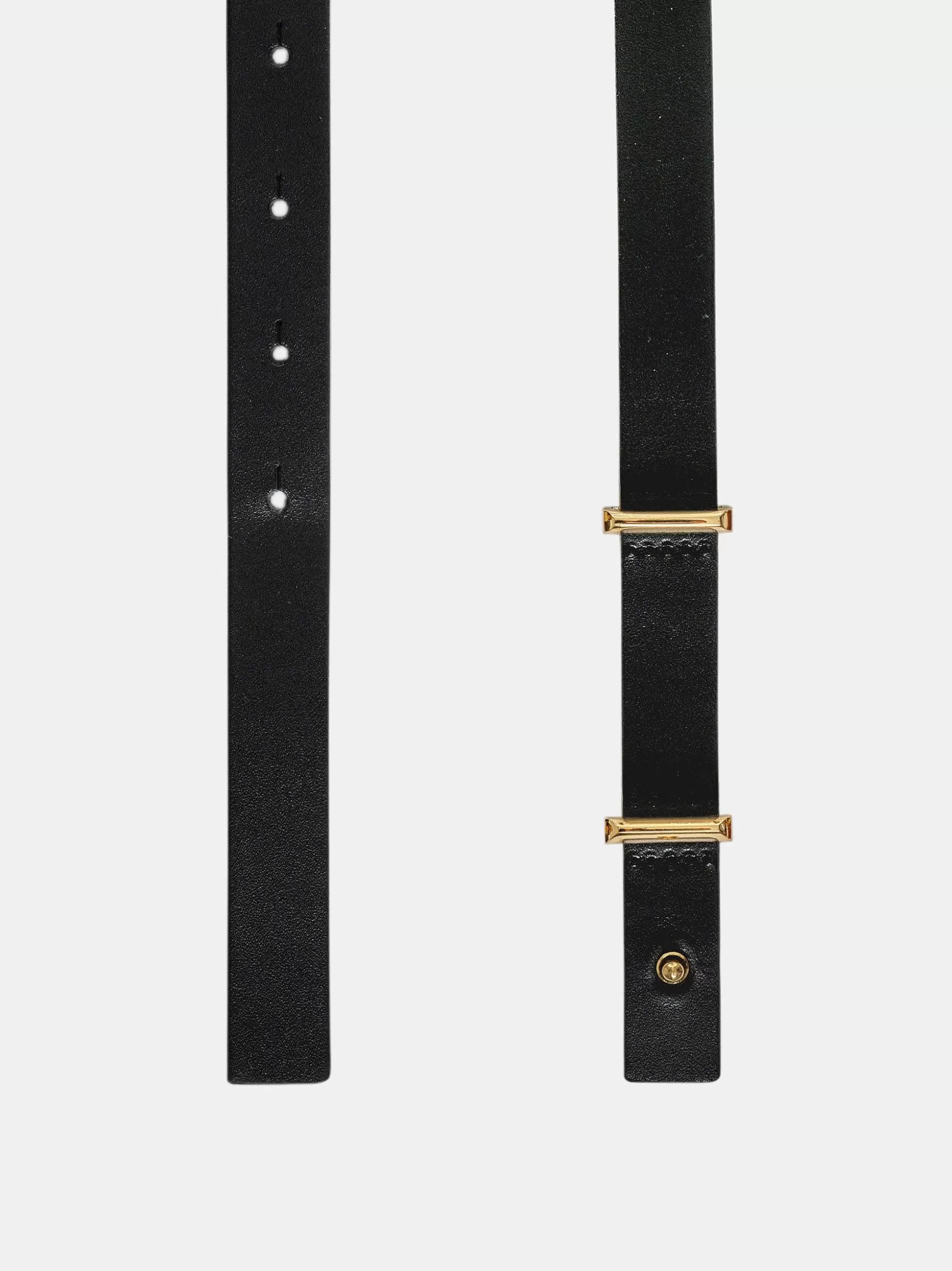 Source Unknown Ceinture Fine En Cuir De Veau, Noir Flash Sale