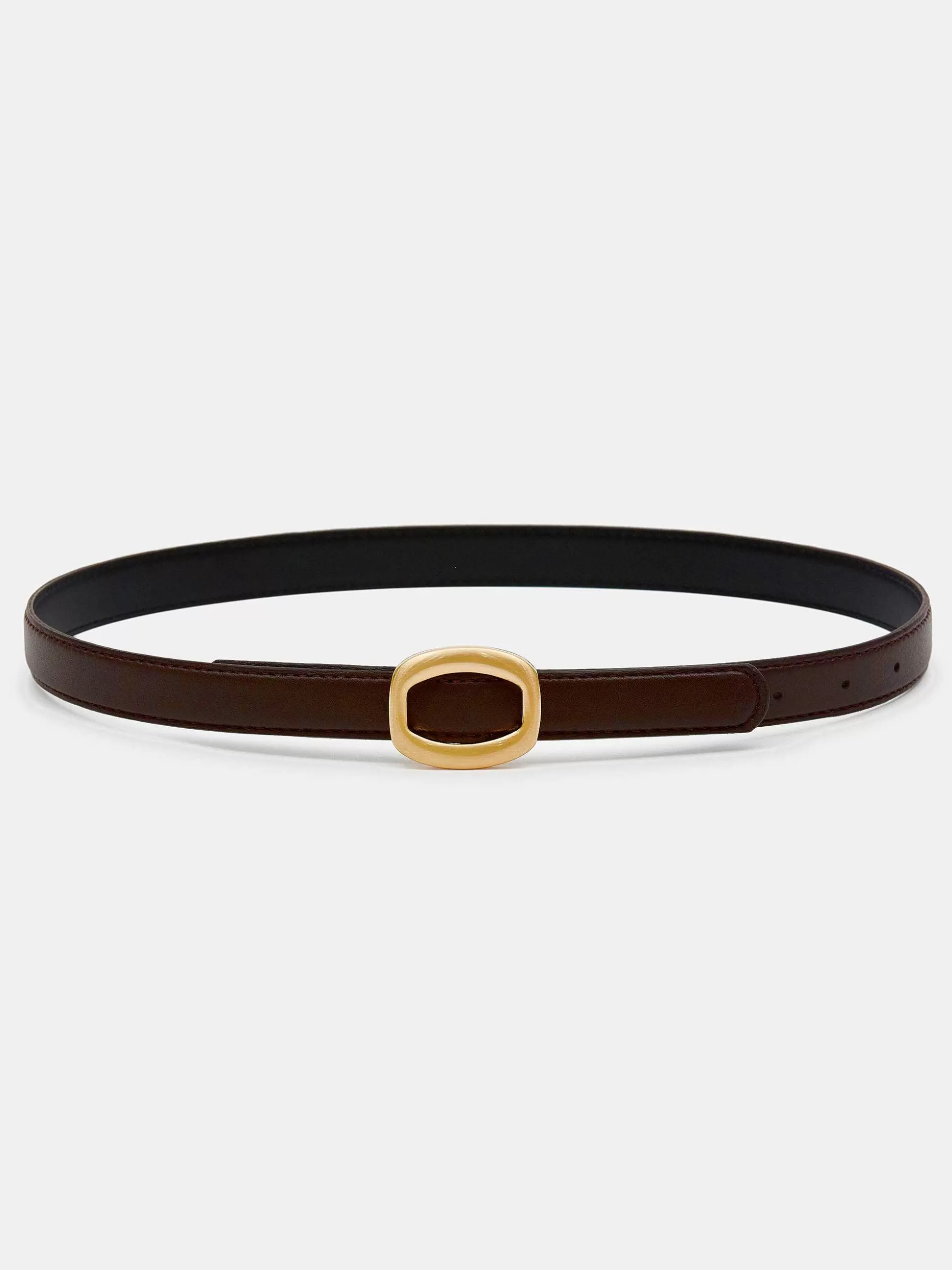 Source Unknown Ceinture Ronde En Cuir Hexagonale, Marron/Dore Shop