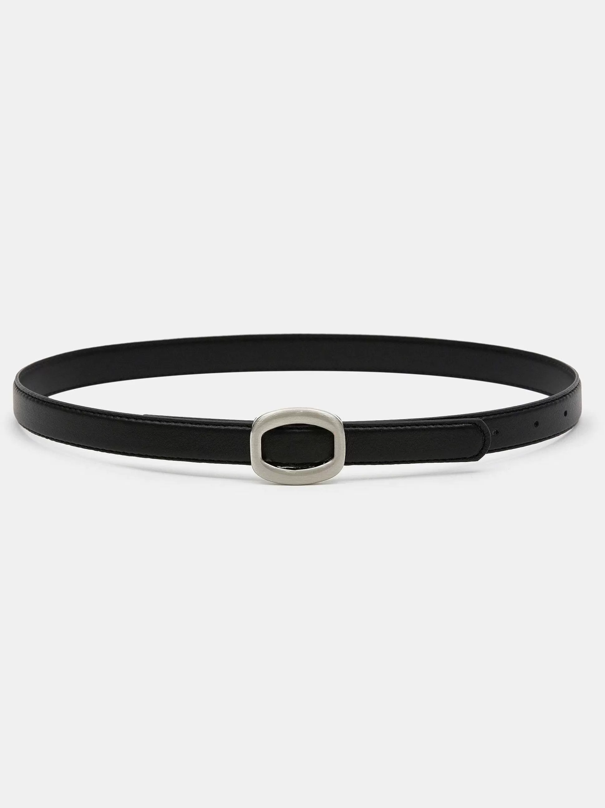 Source Unknown Ceinture Ronde En Cuir Hexagonale, Noir/Argent Cheap