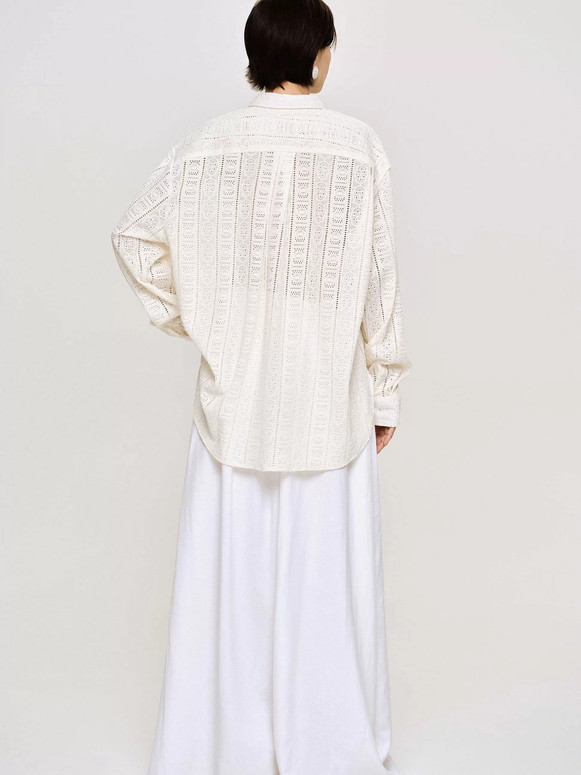 Source Unknown Chemise Boutonnee Surdimensionnee En Pointelle, Ivoire Cheap
