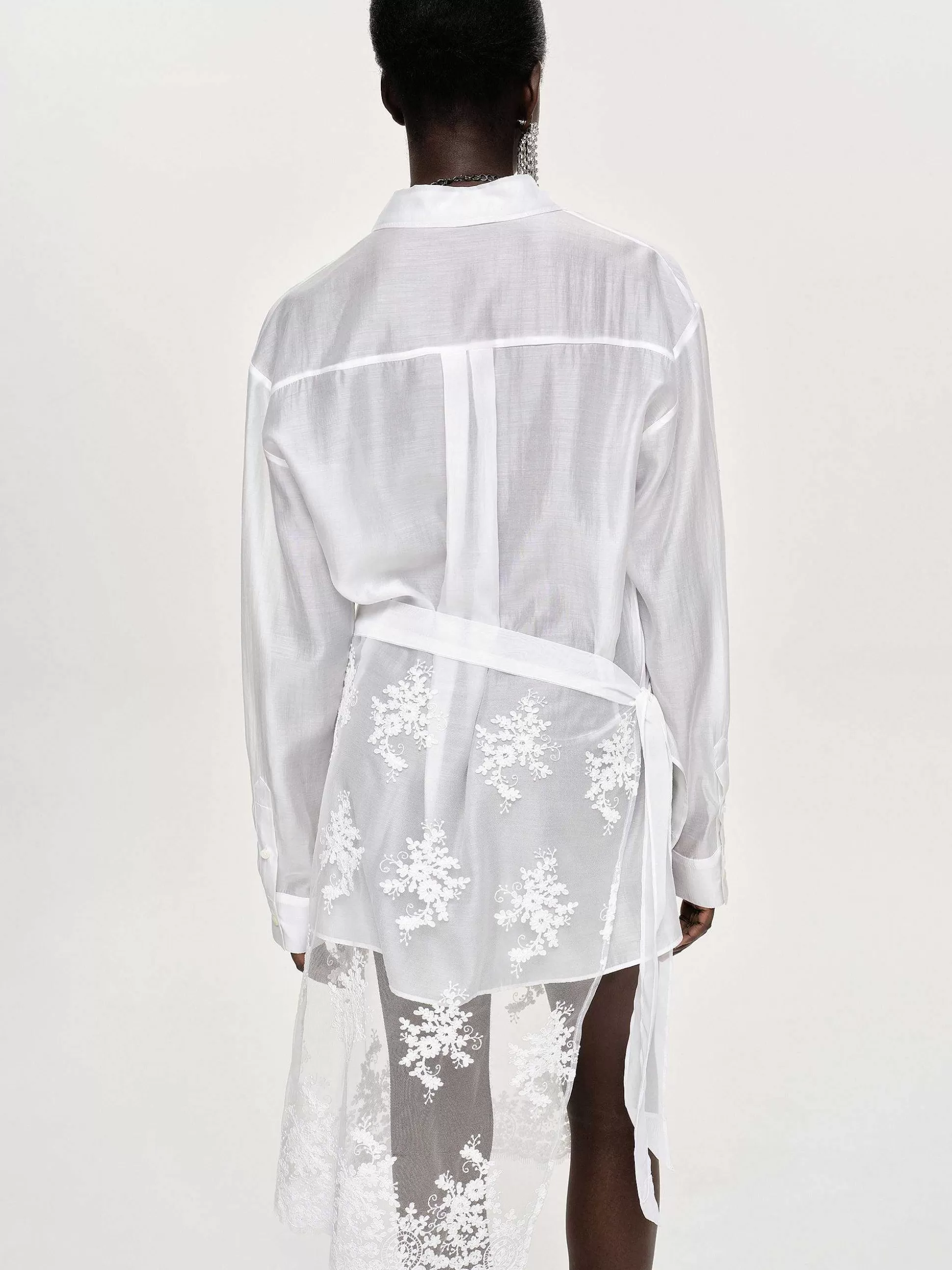 Source Unknown Chemise Boutonnee Transparente, Blanche Store