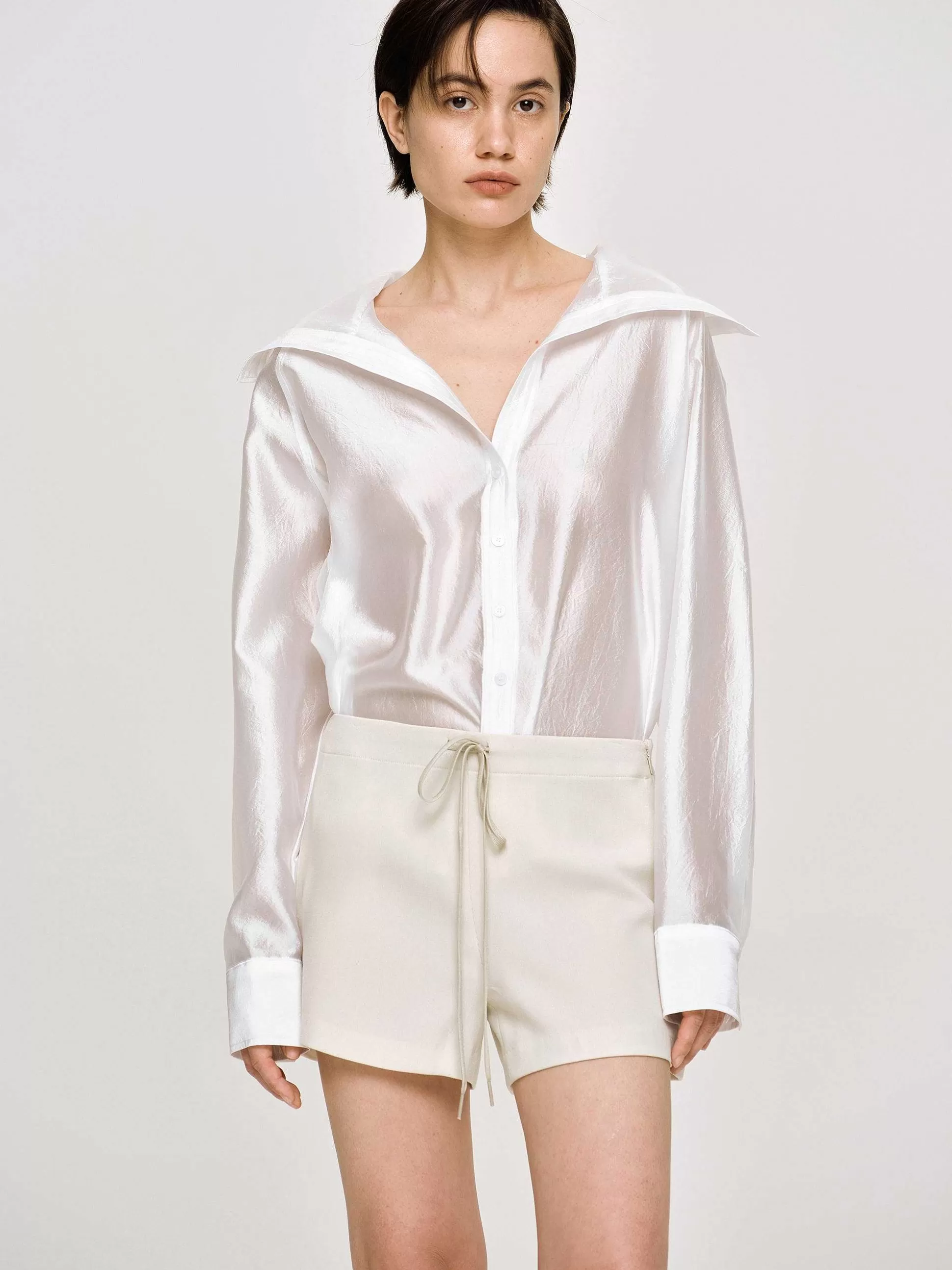 Source Unknown Chemise Transparente A Col Marin, Blanche Cheap