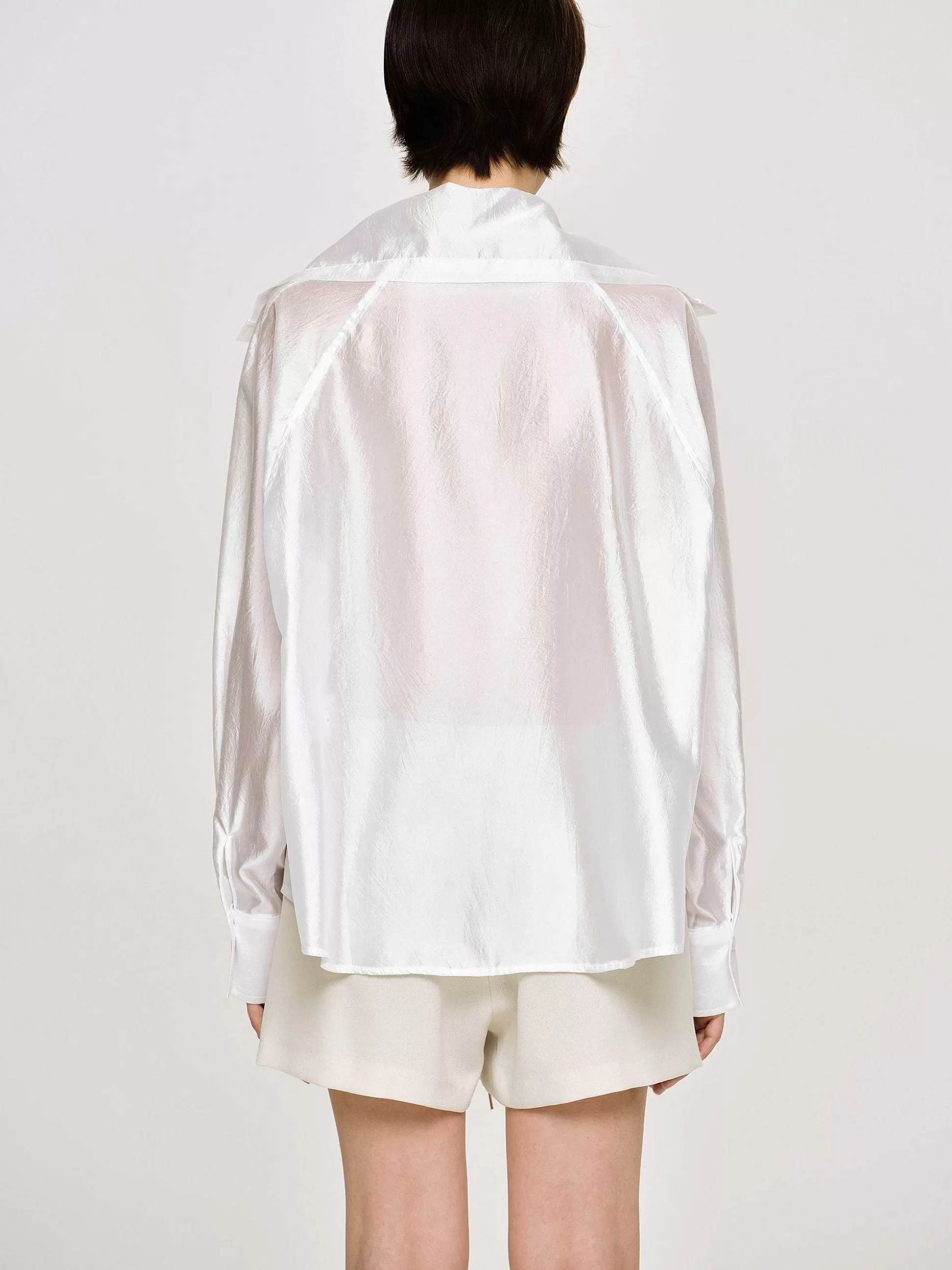 Source Unknown Chemise Transparente A Col Marin, Blanche Cheap