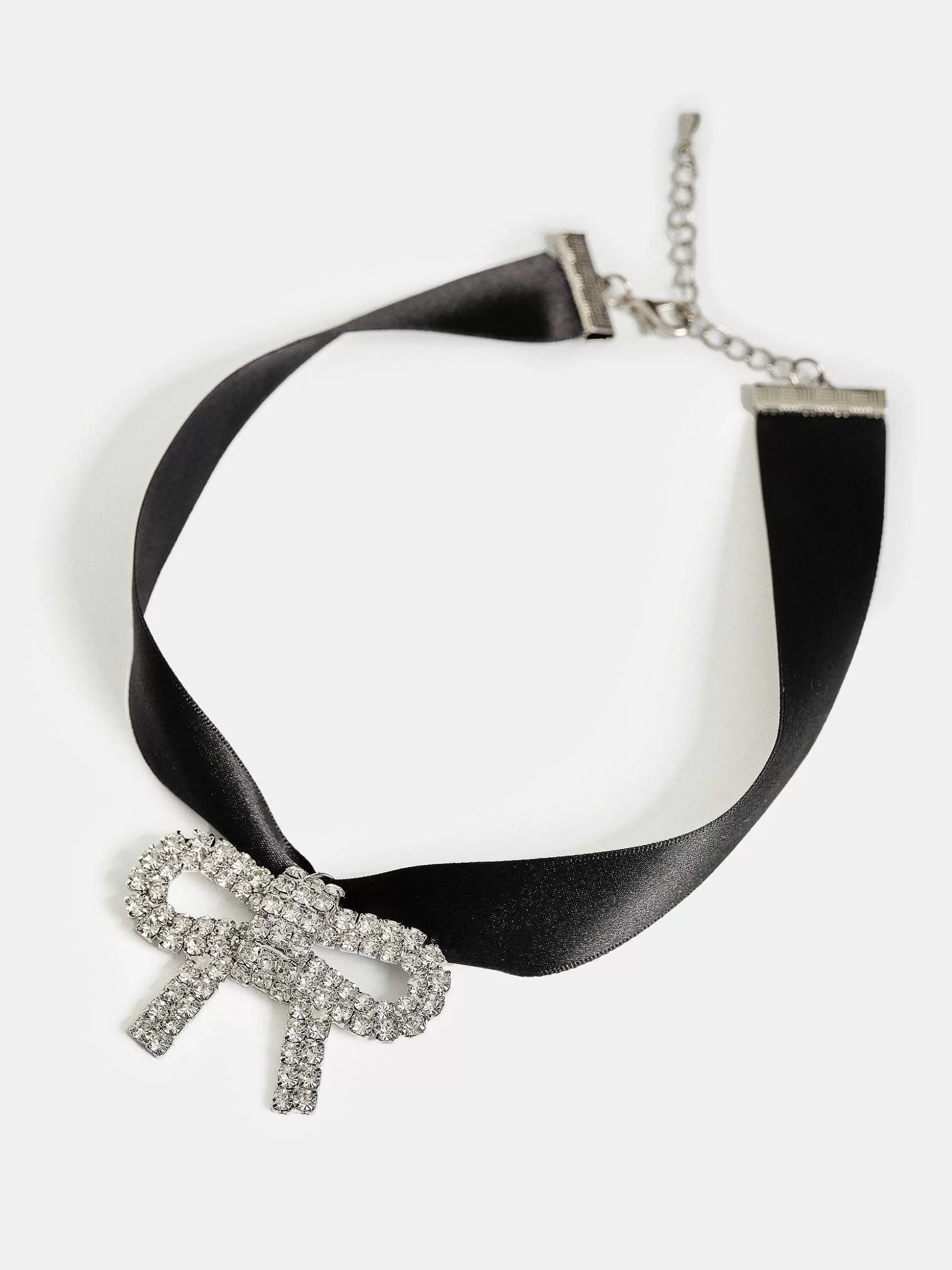 Source Unknown Collier Ras Du Cou Avec Noeud En Satin, Noir Hot