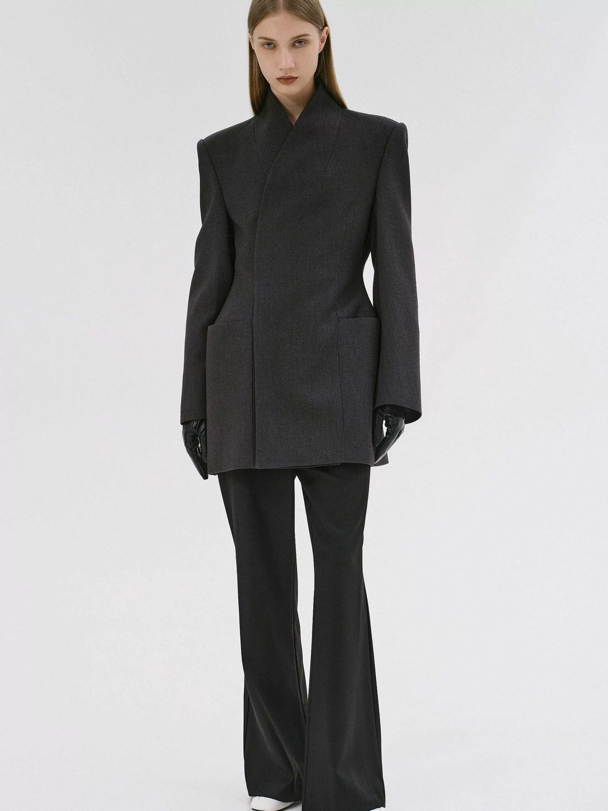 Source Unknown Corrin Wrap Blazer, Charbon Online