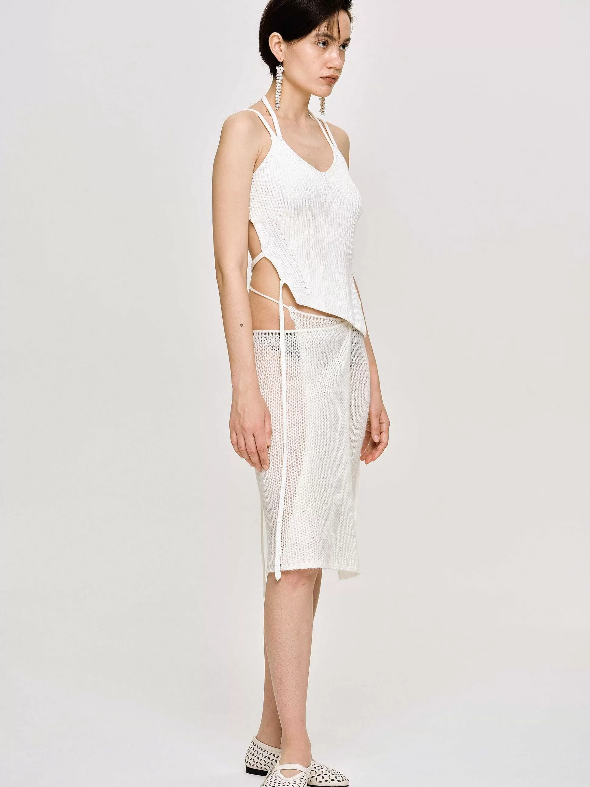 Source Unknown Debardeur Asymetrique En Tricot, Blanc Best