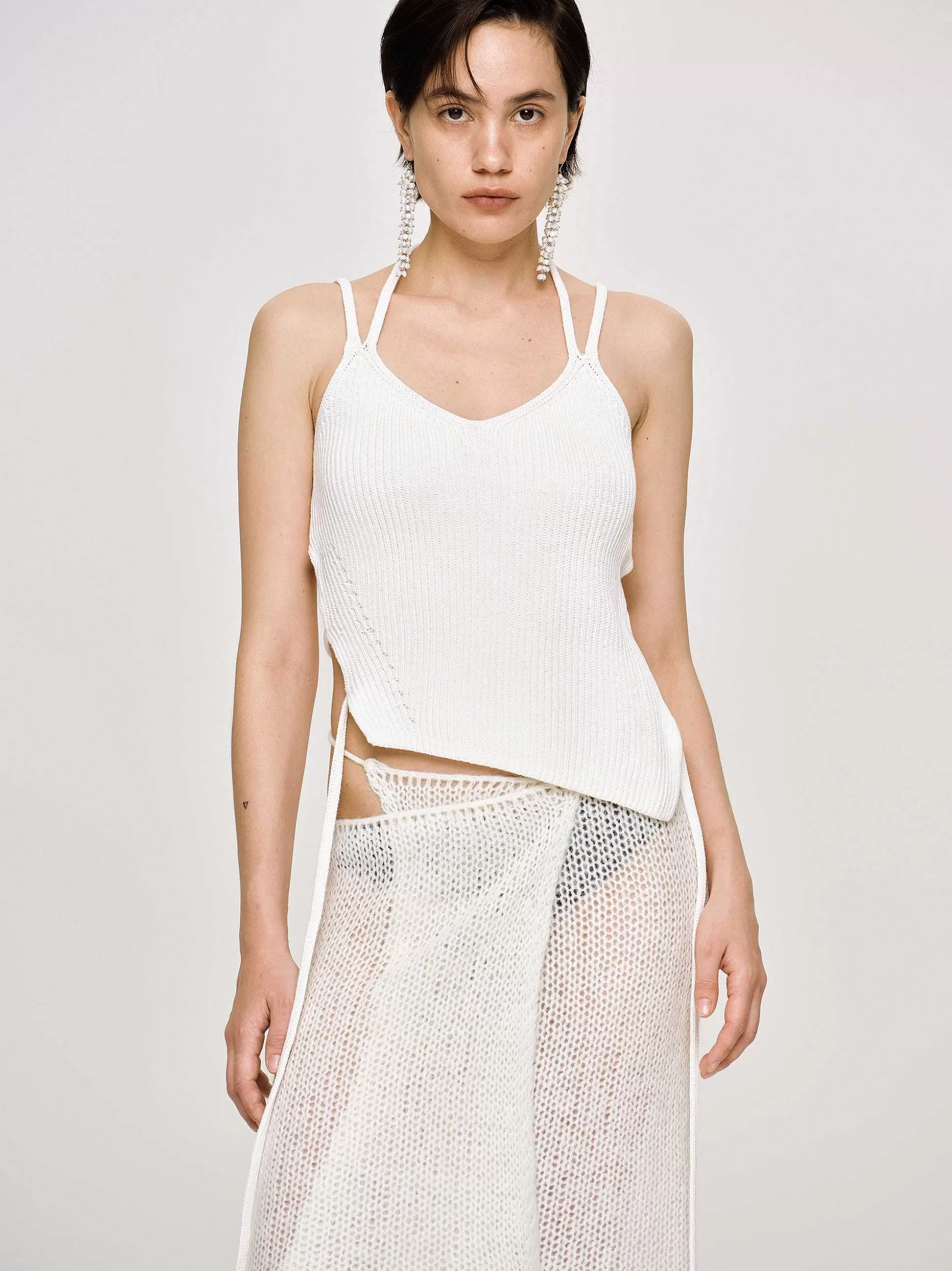 Source Unknown Debardeur Asymetrique En Tricot, Blanc Best