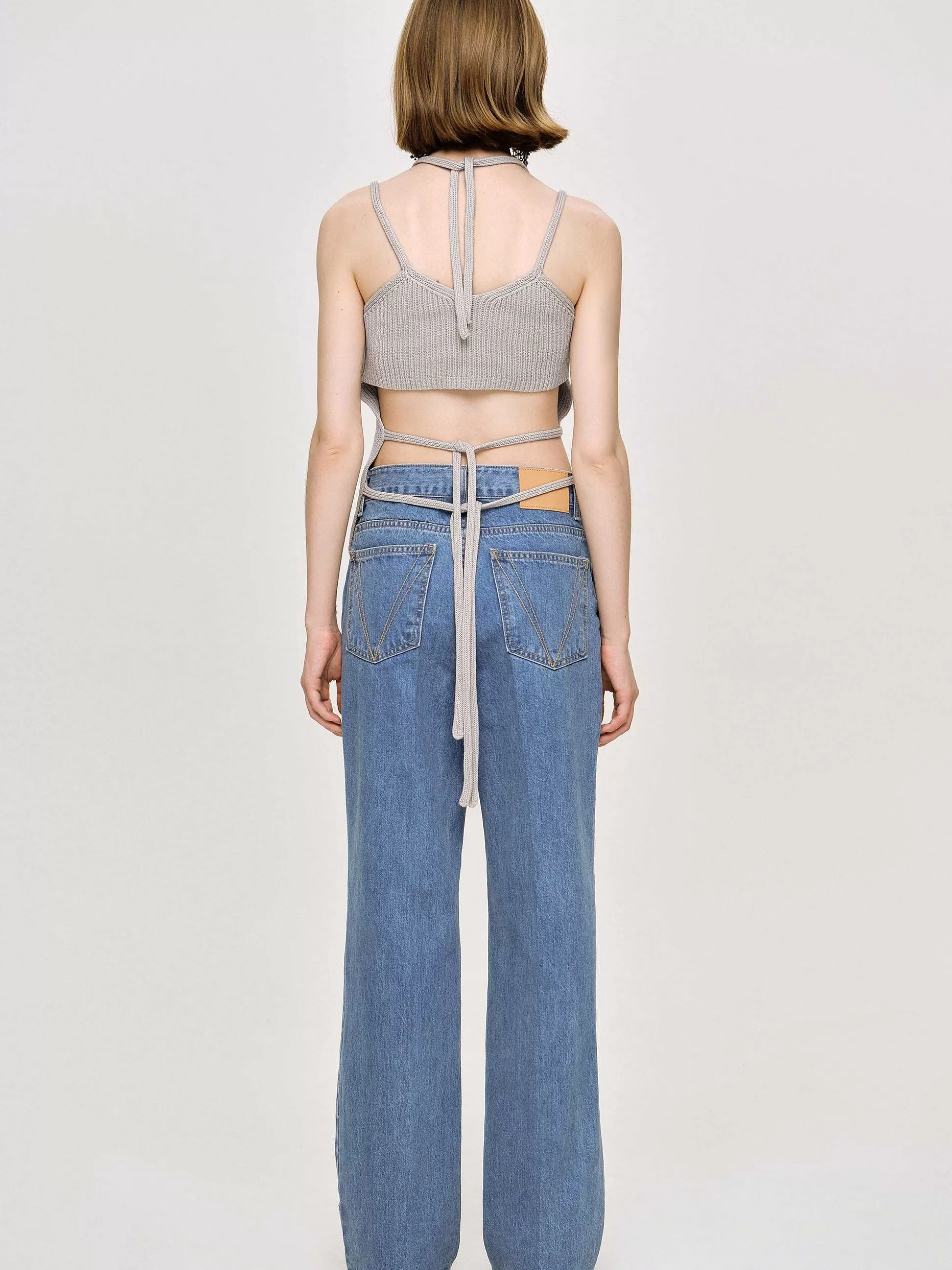 Source Unknown Debardeur En Tricot Asymetrique, Gris Fossile Discount