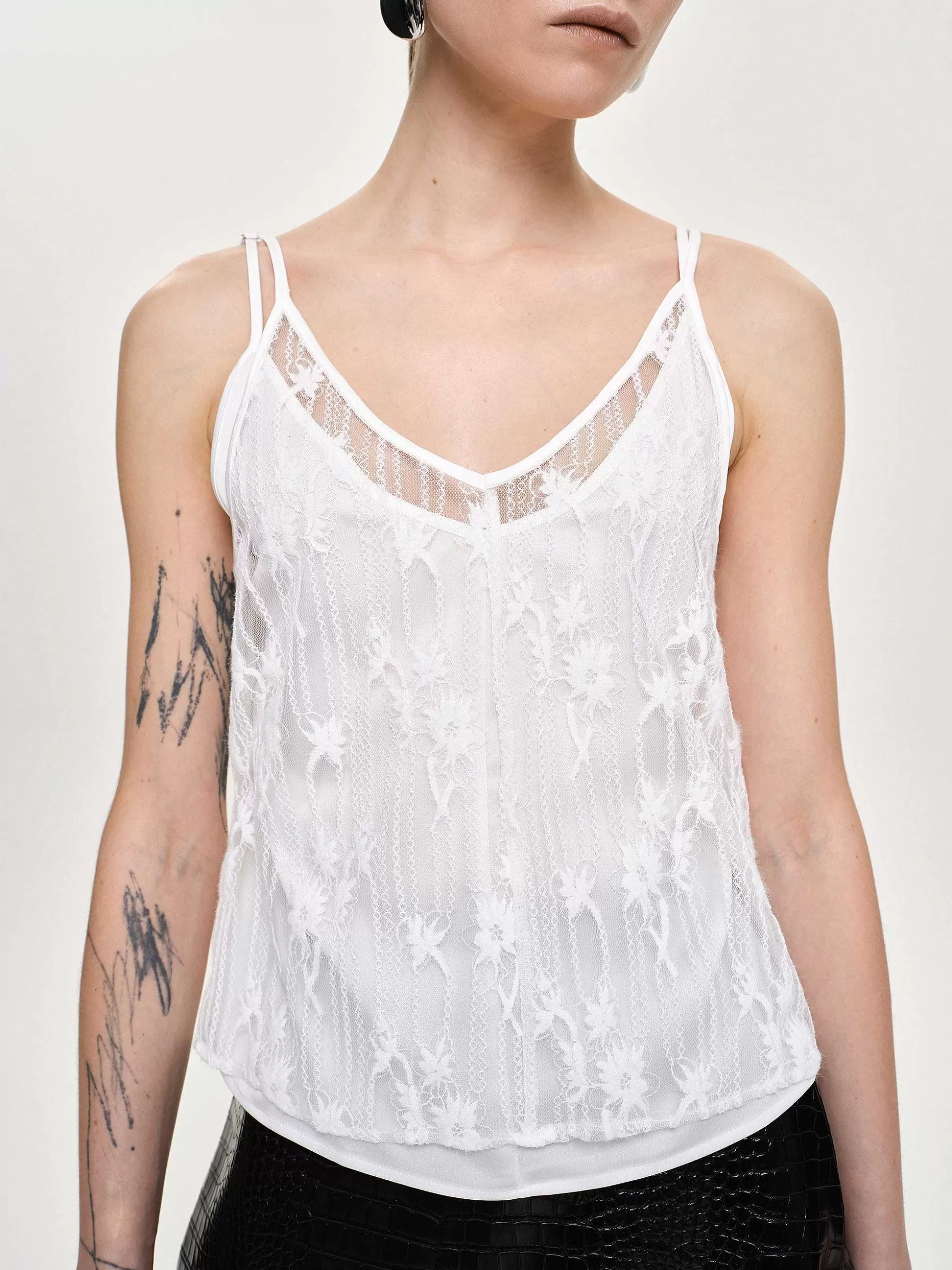 Source Unknown Debardeur Fleuri Intersia, Blanc Cheap