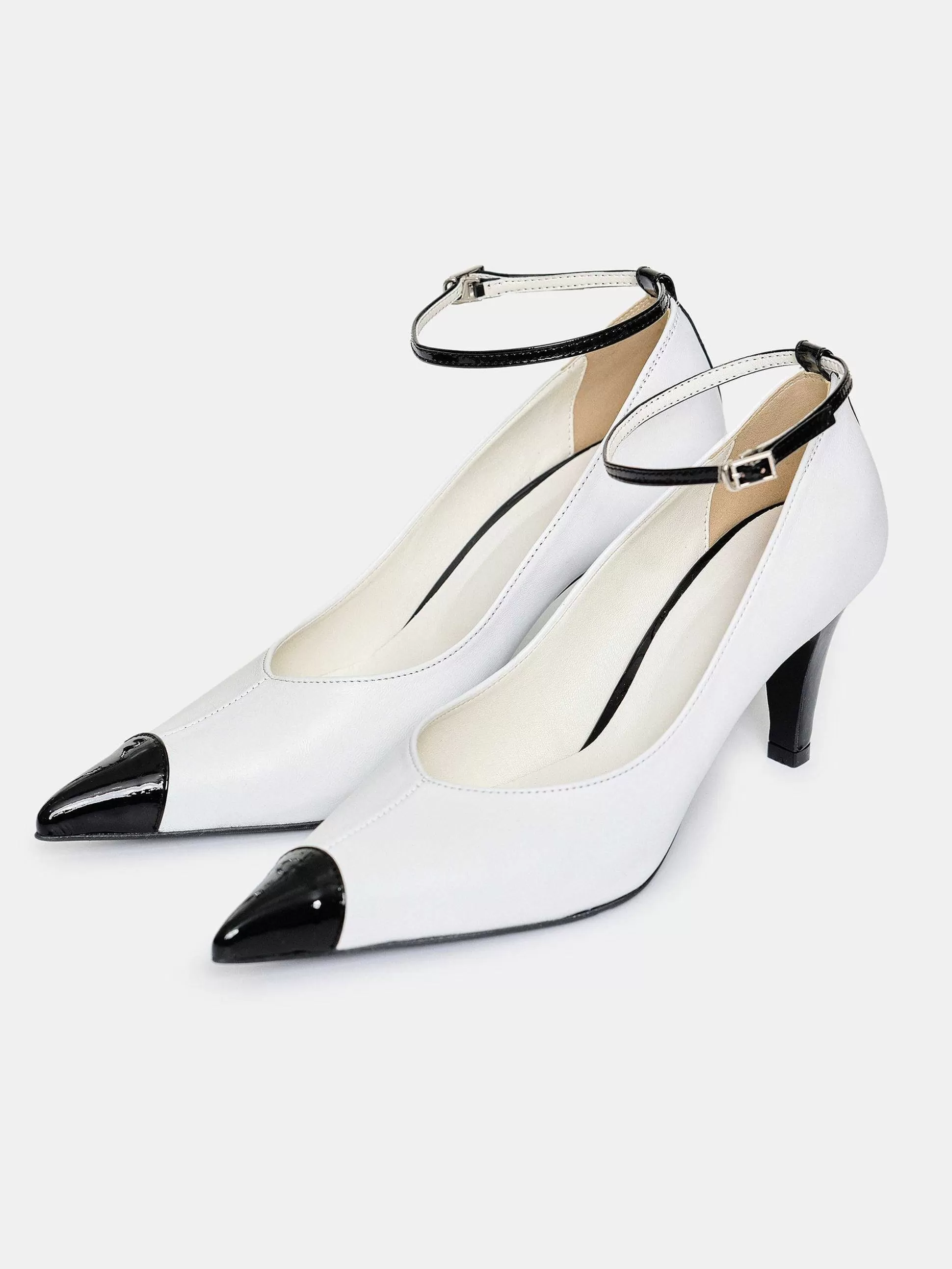 Source Unknown Escarpins Ester Bicolores A Bride Cheville, Blanc Clearance