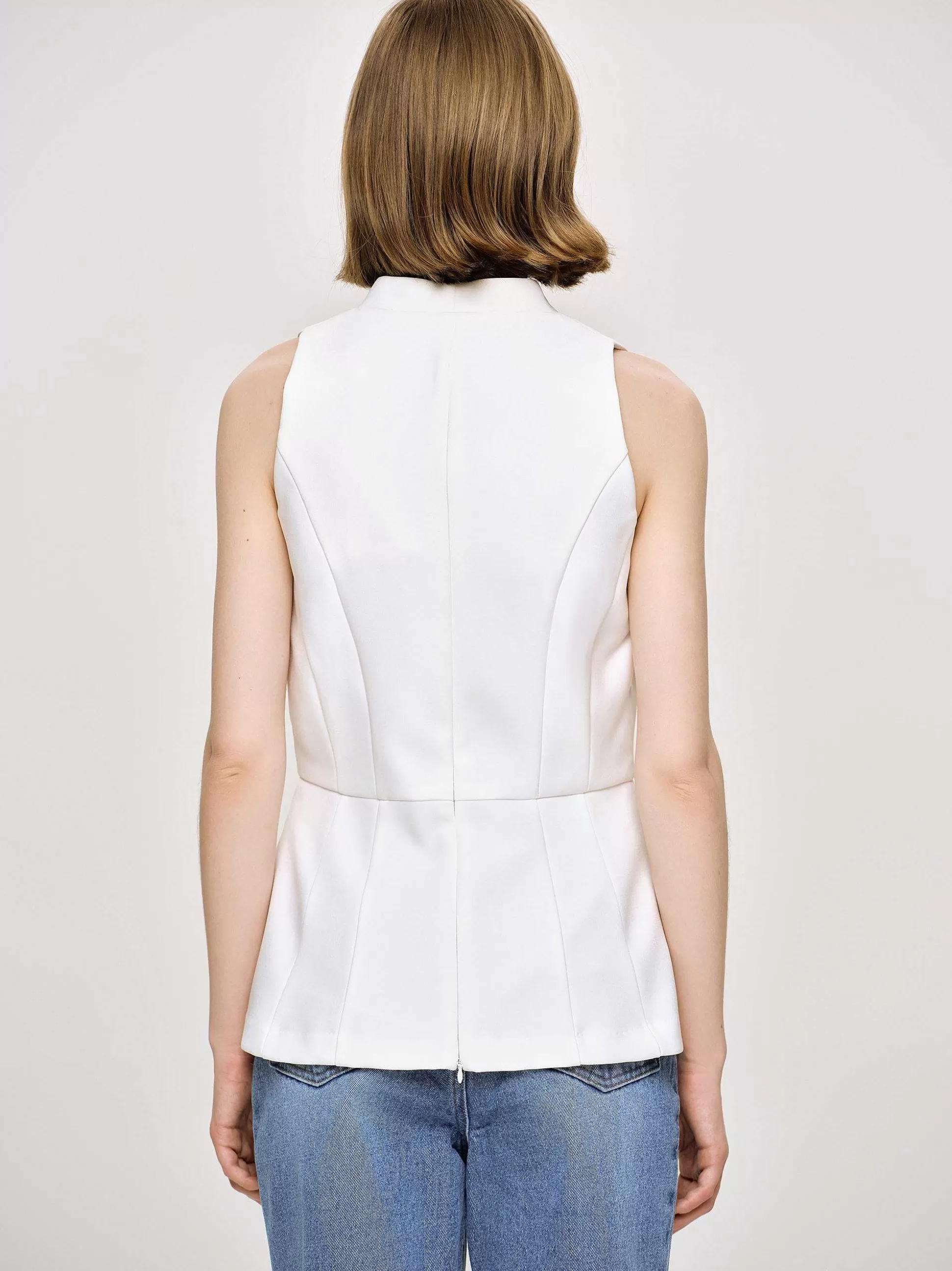 Source Unknown Gilet Evase A Boutons, Blanc Hot