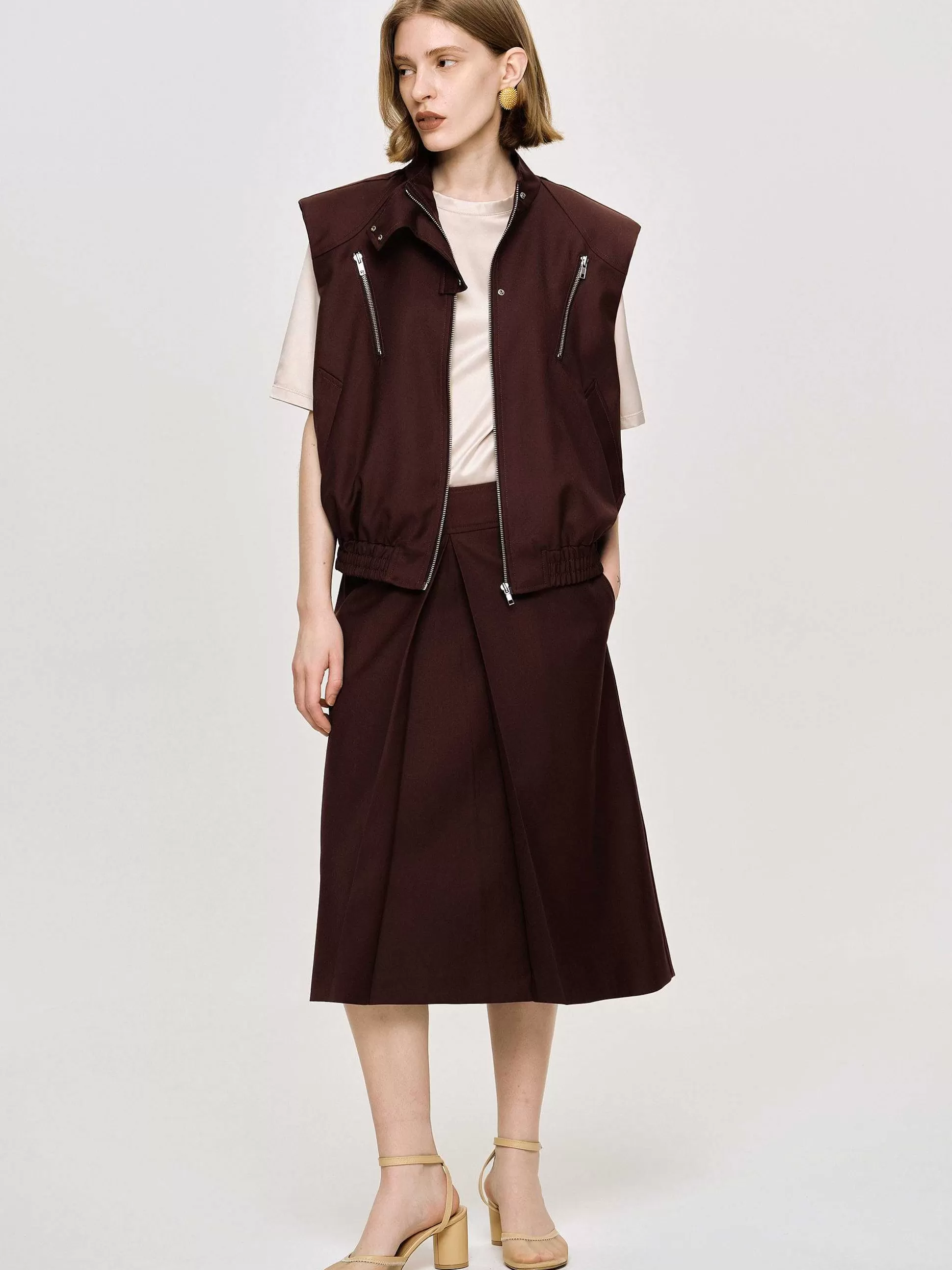 Source Unknown Gilet Zippe Polyvalent, Cerise Noire Store