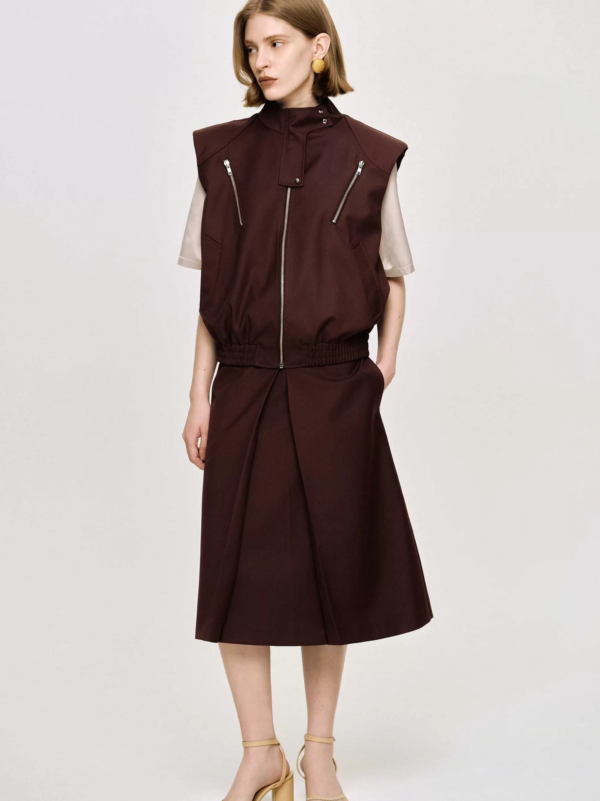 Source Unknown Gilet Zippe Polyvalent, Cerise Noire Discount