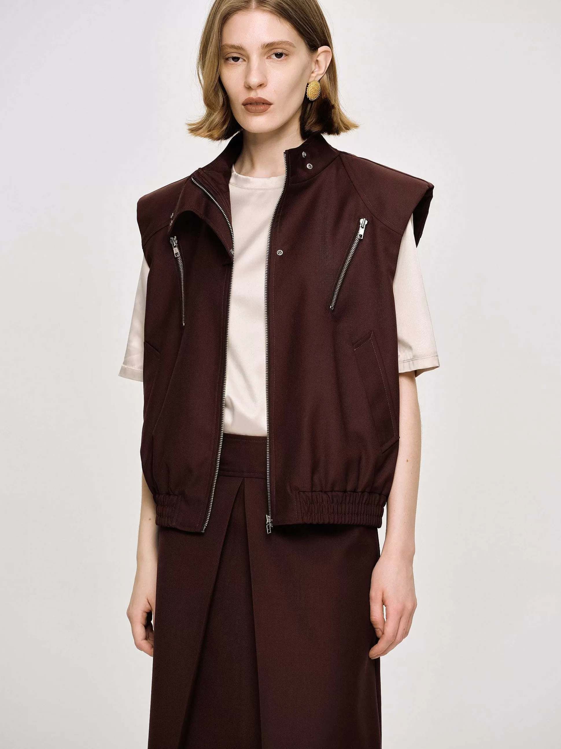 Source Unknown Gilet Zippe Polyvalent, Cerise Noire Store