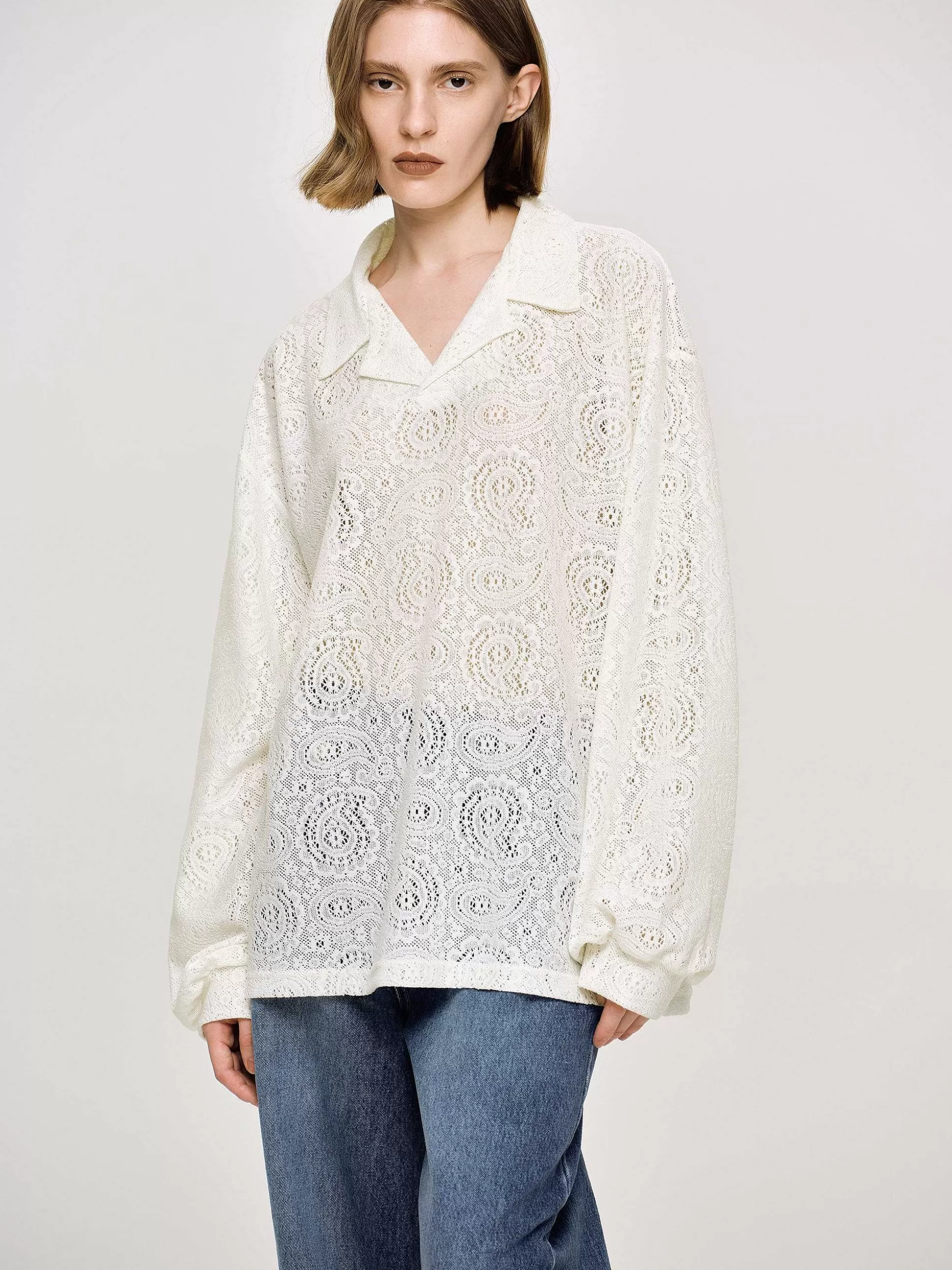Source Unknown Haut A Col En Crochet, Ivoire Fashion