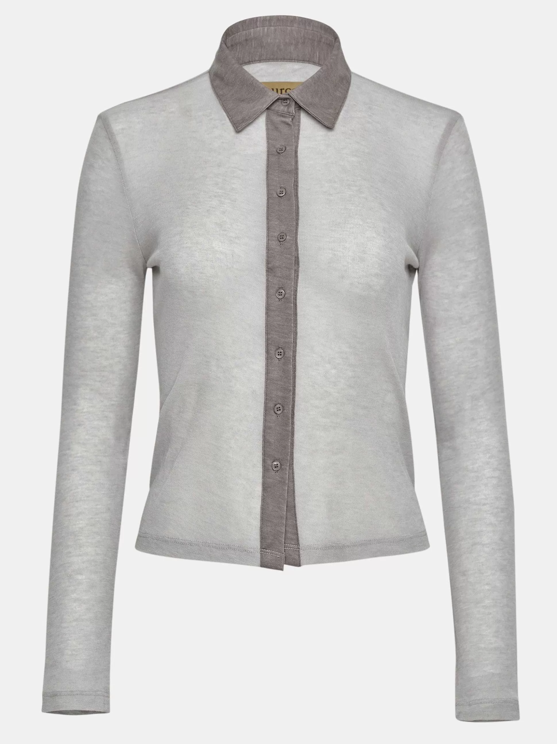 Source Unknown Haut A Col Semi-Transparent Pietro, Marron Taupe Best Sale