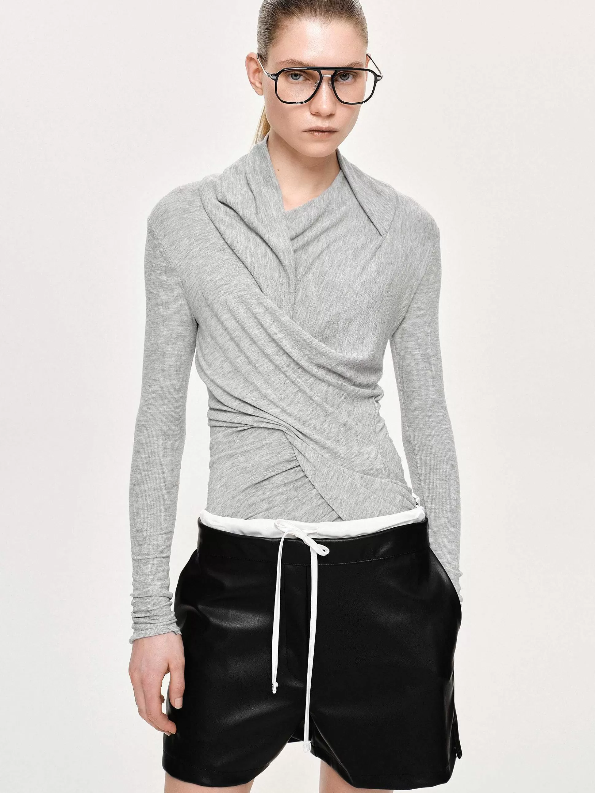 Source Unknown Haut Drape Asymetrique Folgore, Gris Fashion