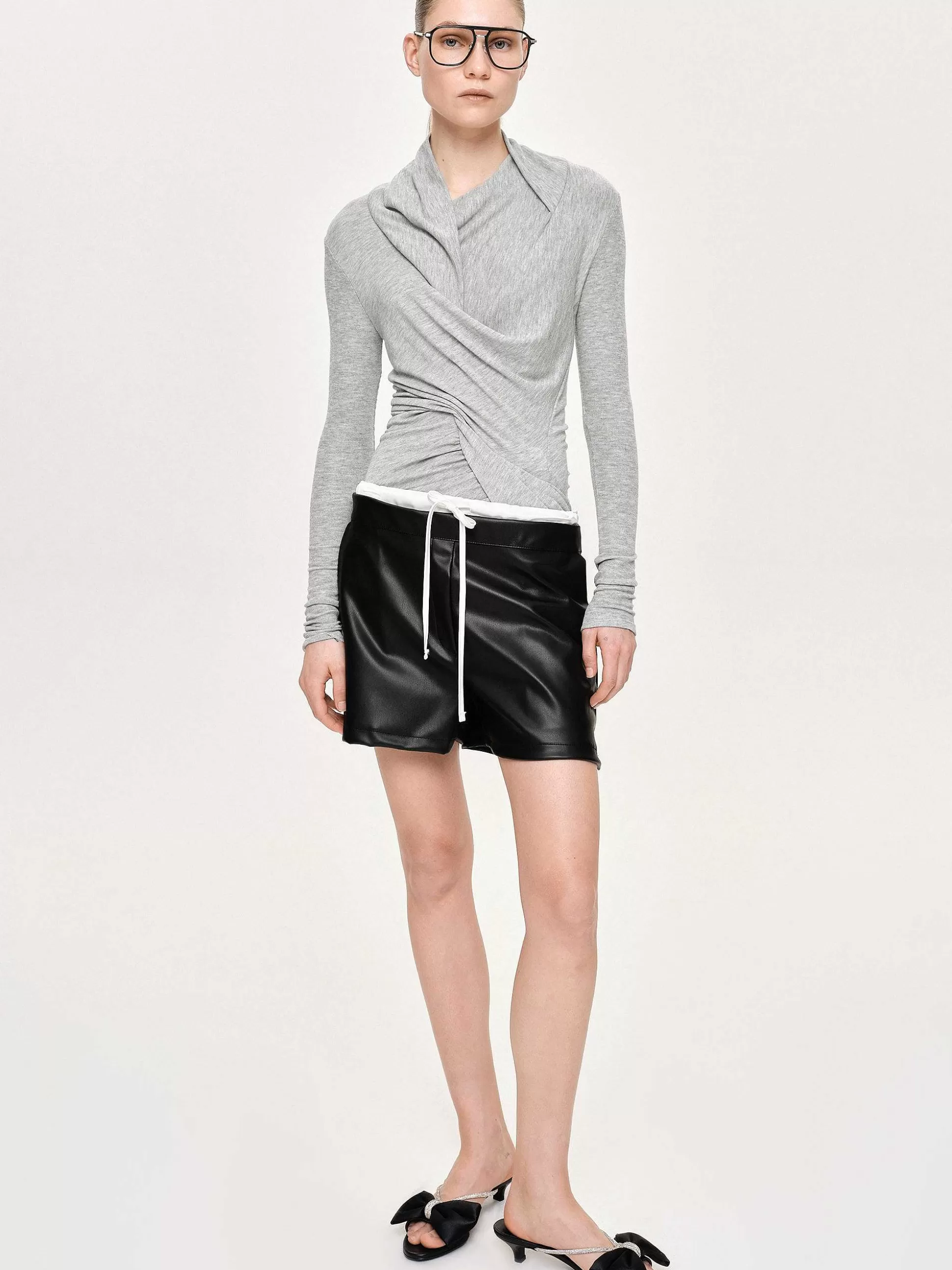 Source Unknown Haut Drape Asymetrique Folgore, Gris Fashion