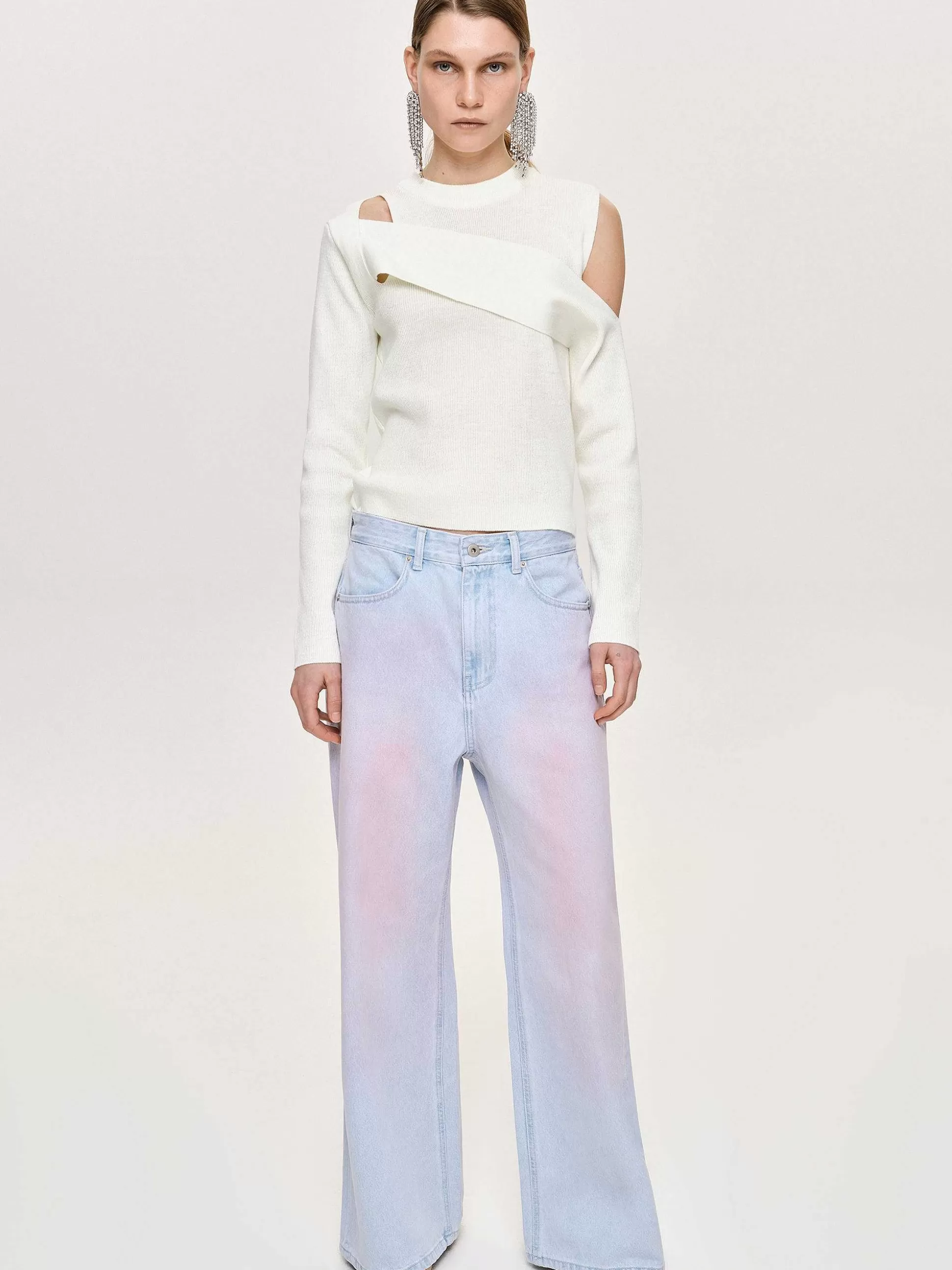 Source Unknown Jean A Jambe Large Peint, Delave Rose Clearance