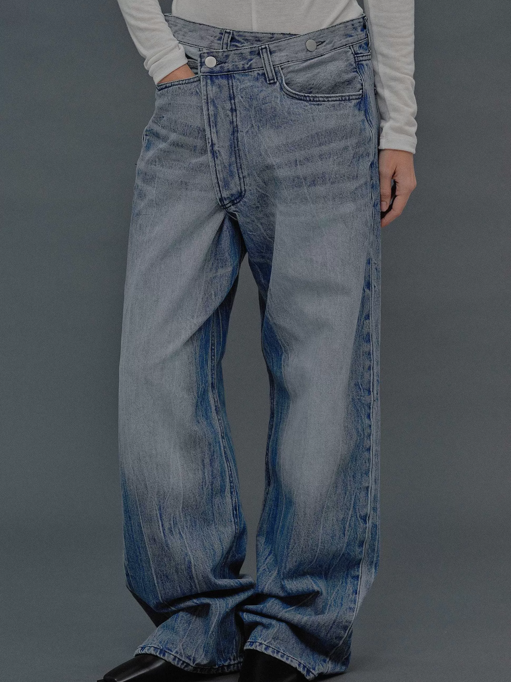 Source Unknown Jean Croise Destructure, Bleu Moyen Cheap